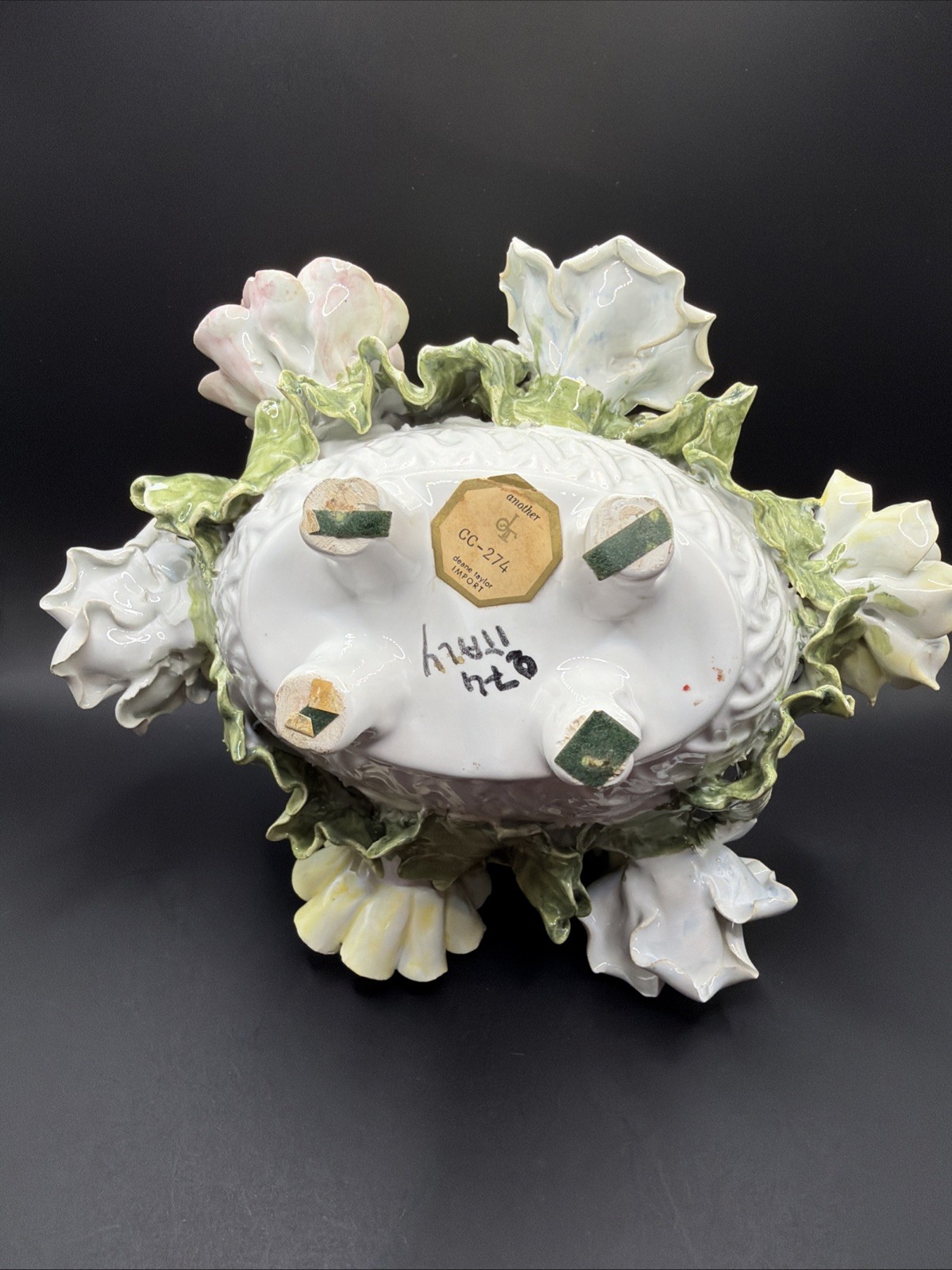 Porcelain Deane Taylor Import Capodimonte Italy Multi Color Flowers 7” Tall