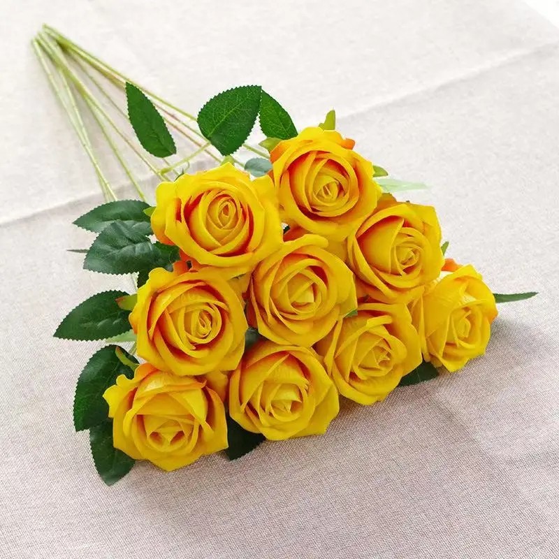 Artificial Rose Flowers Realistic Faux Rose Stems Wedding Home Party Decor 20PC