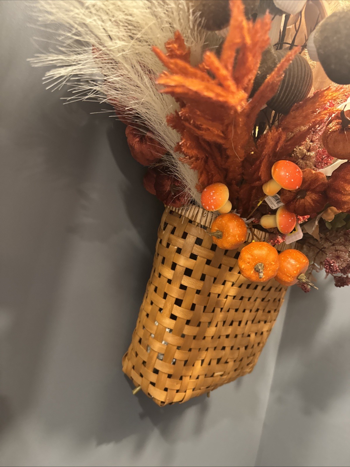Large Fall Wedding Fake Flower Lot 38 Bunches W Mushrooms Pumpkins Autumn Basket