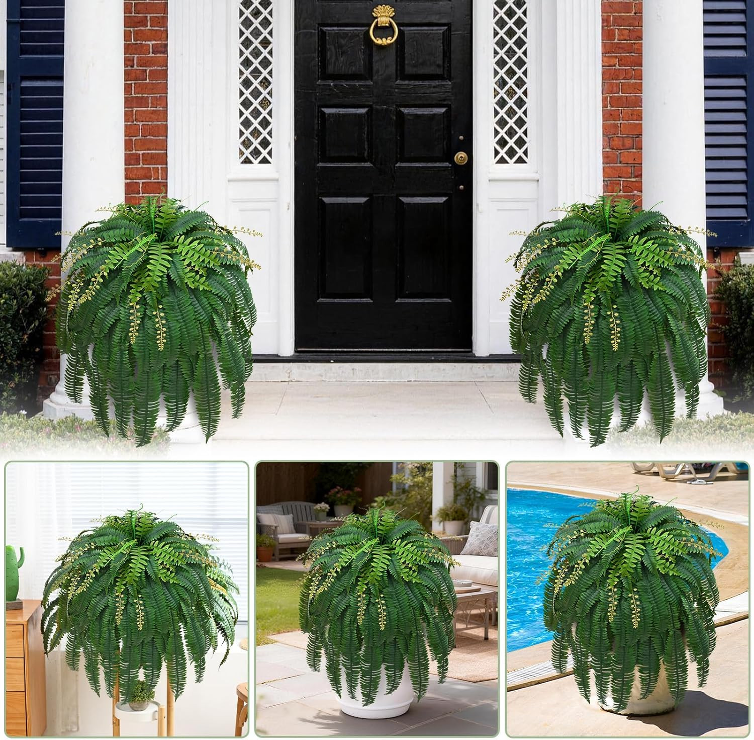 2Pcs 67″ Fake Ferns Large Artificial Ferns Plants for Outdoor | Large & Full, Fa