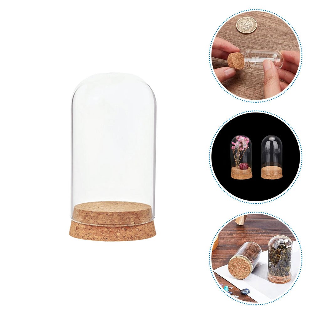 4Pcs Durable Transparent Glass Bell Jar Covers for Flower Protection