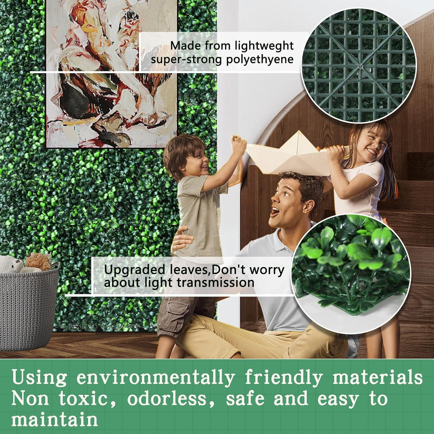 12Pcs 10″X10″ Grass Wall Panels Backdrop, Artificial Boxwood Hedge Wall for Indo