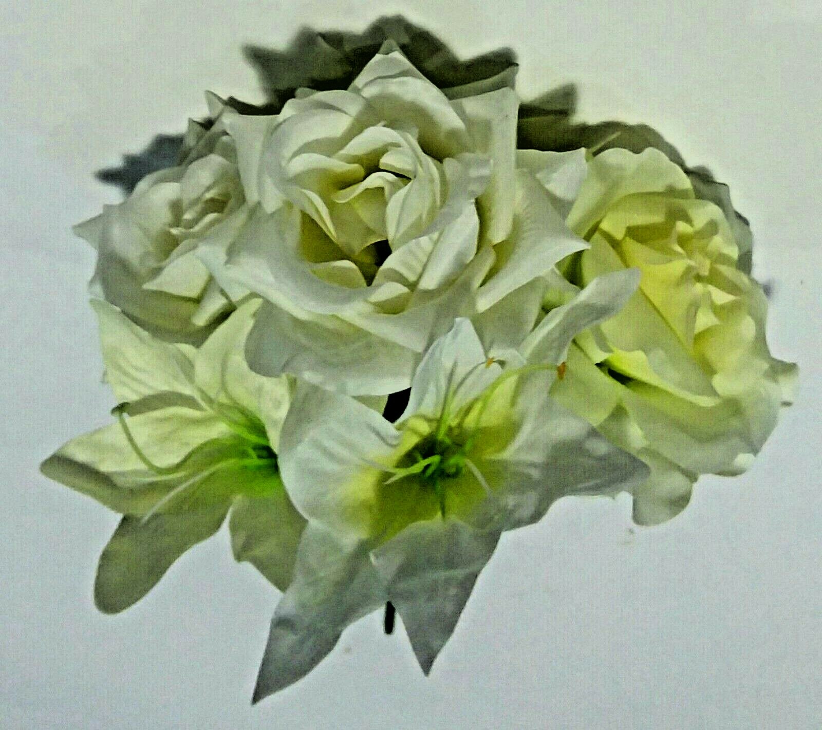 Mixed Ivory Flowers Large Bloom 14″ Bush Vase Home Indoor Outdoor Decor US #2040