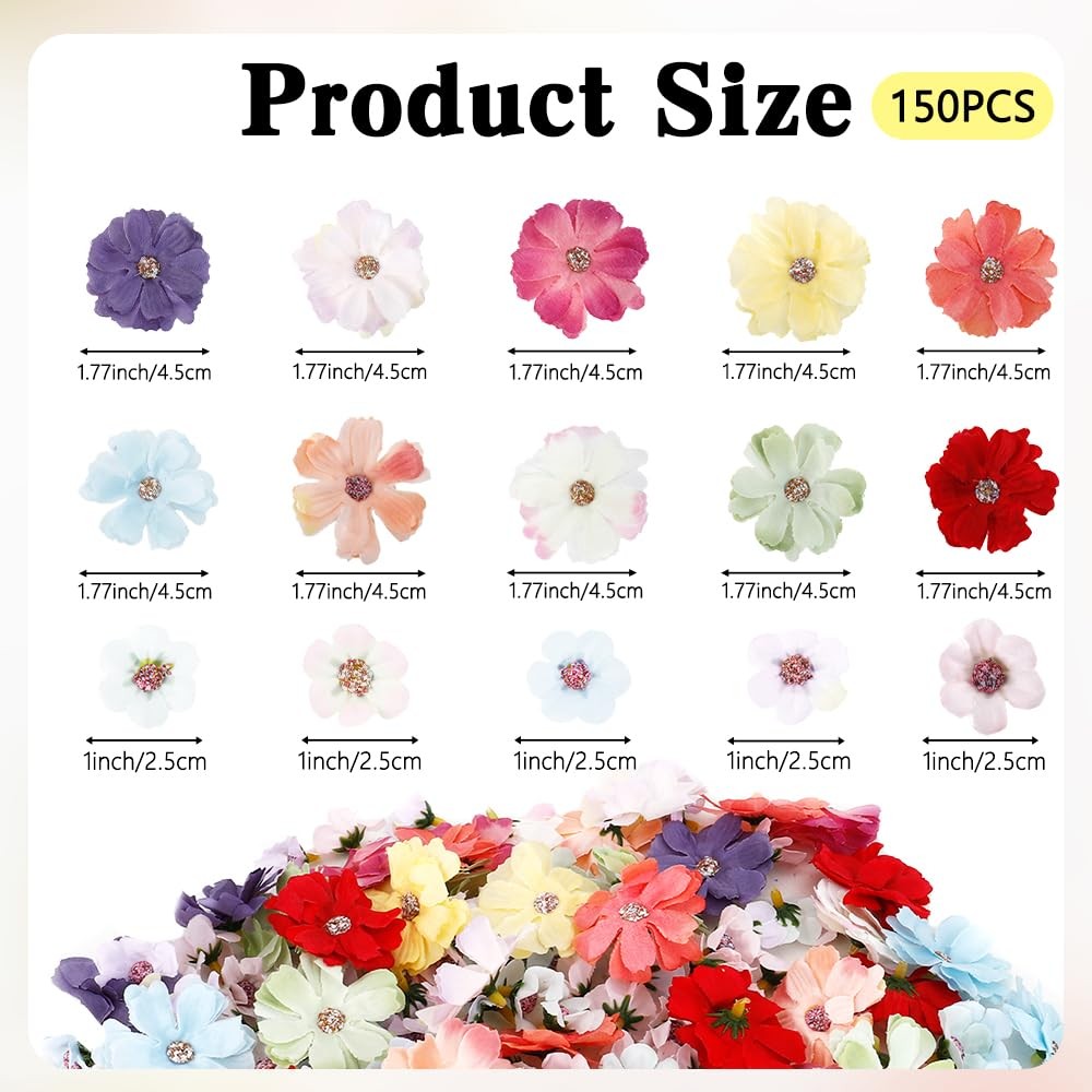 Faux Flower Heads 150 Pcs Mini Faux Flower for Crafts Artificial Flower Heads…
