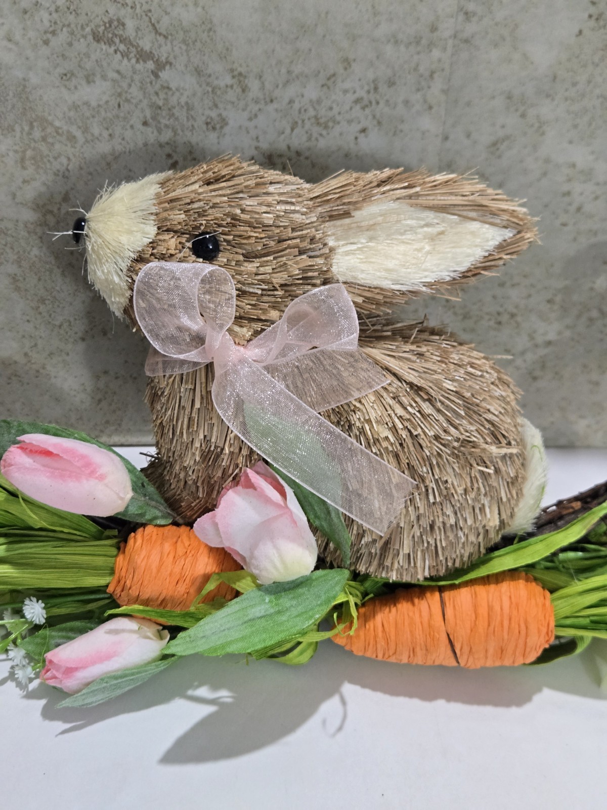 MARTHA STEWART Easter Bunny WREATH SPRING FLOWERS 16 INCHES NWT