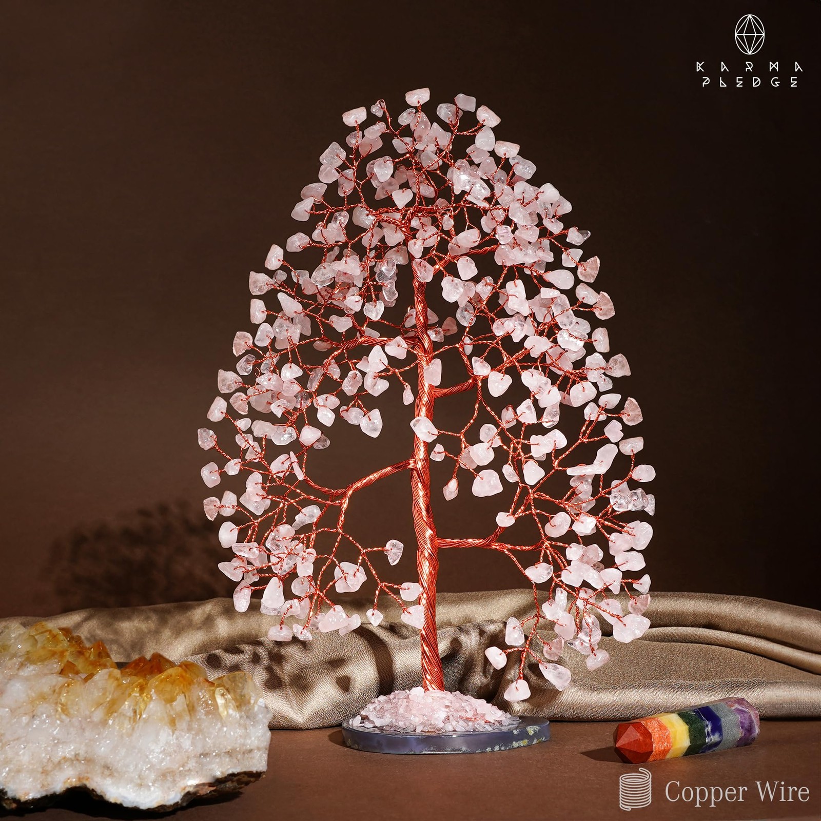 Rose Quartz Crystal Tree of Life Birthday Gifts for Women, Men, Frineds, Hand…
