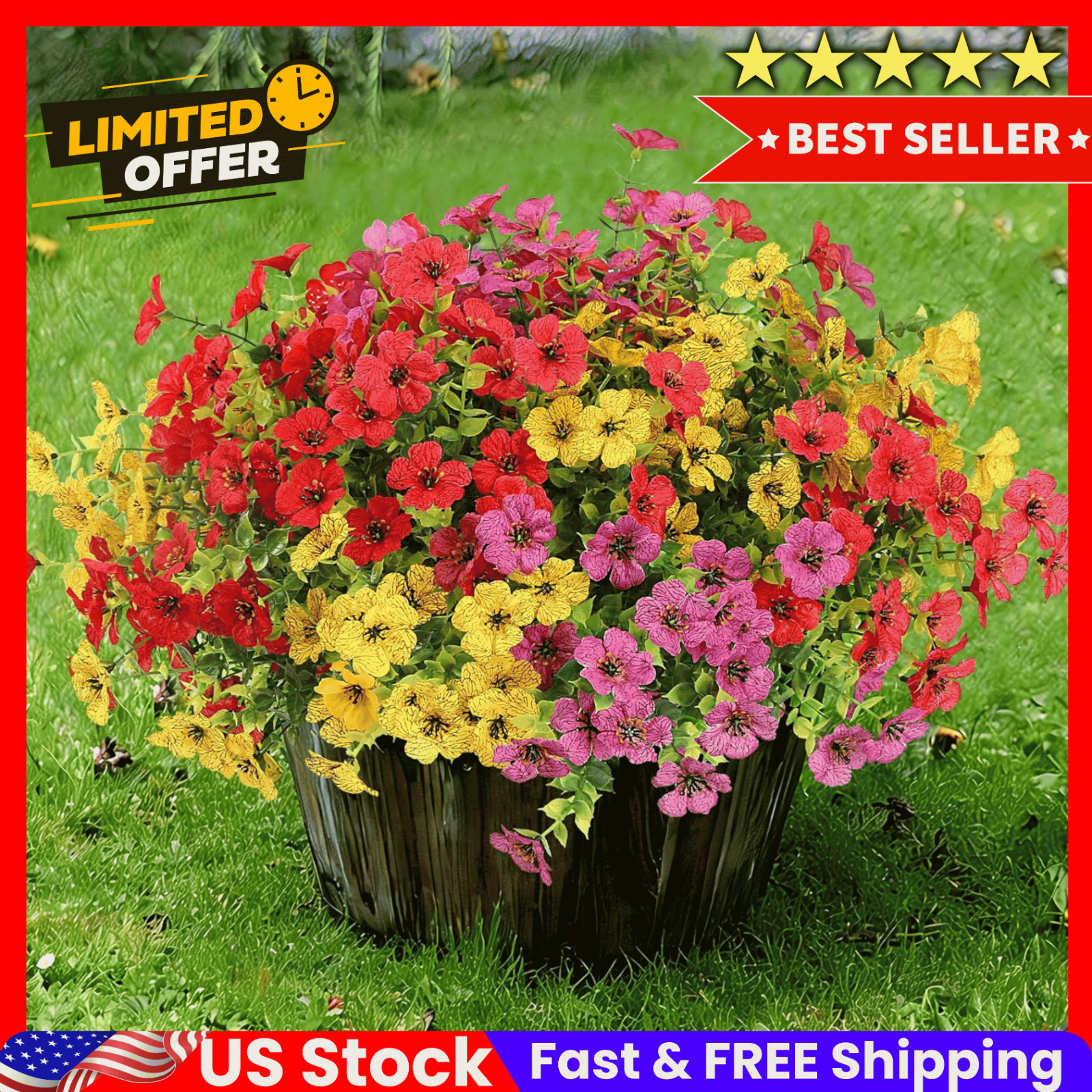 Artificial Flowers for Outdoors 12 Bundles Realistic Faux Plants UV Resistant***