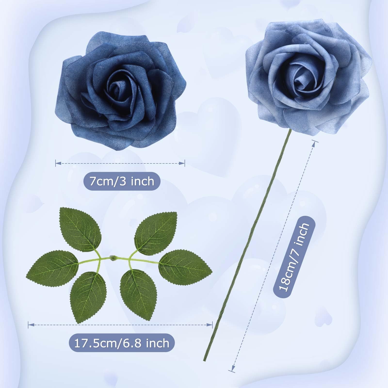Luinabio 100 Pcs Artificial Foam Rose Flower Faux Bouquet Wedding Fake Rose G…