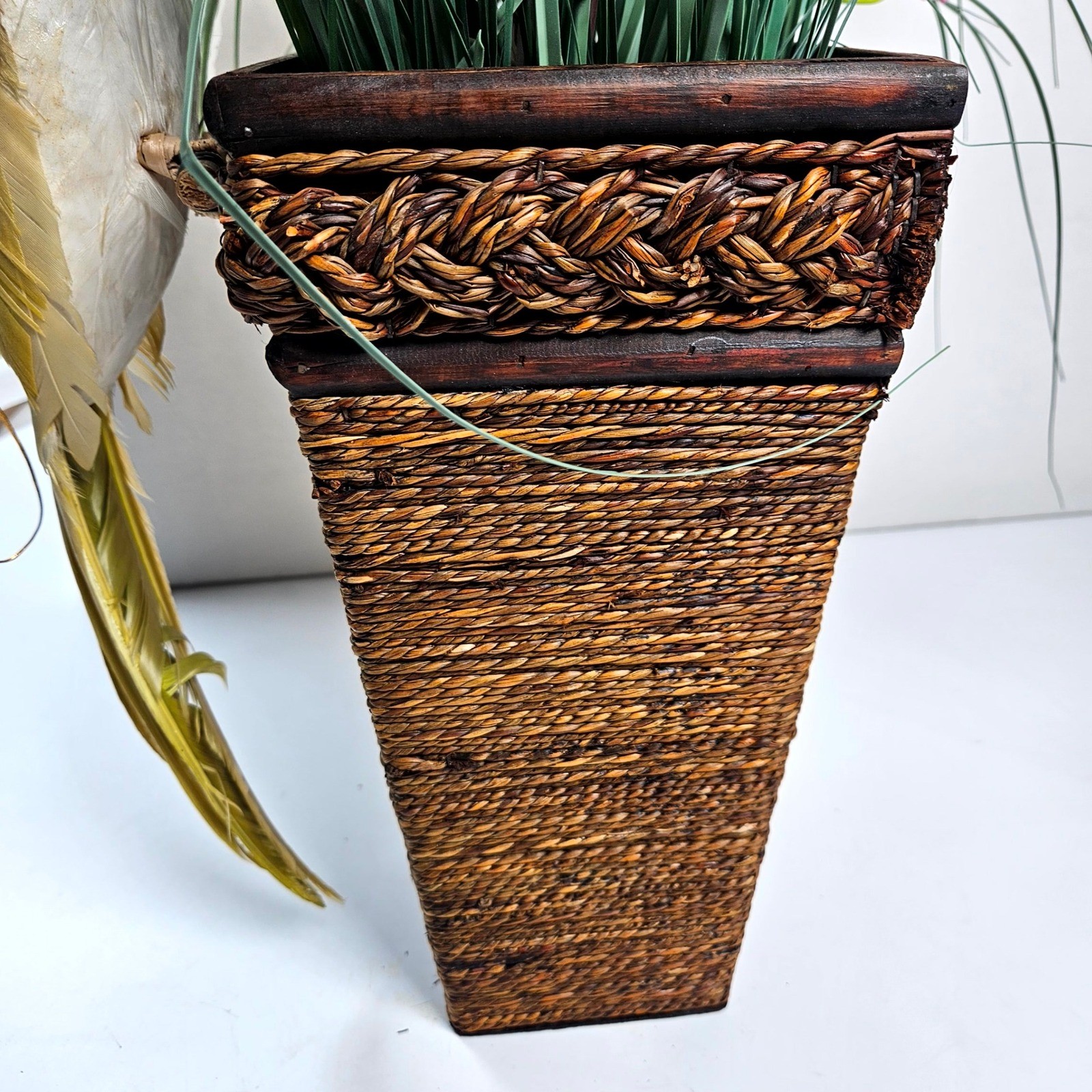 Floral Wall Decor OS Brown Pink Tropical Orchid Bird Tiki Arrangement Beach