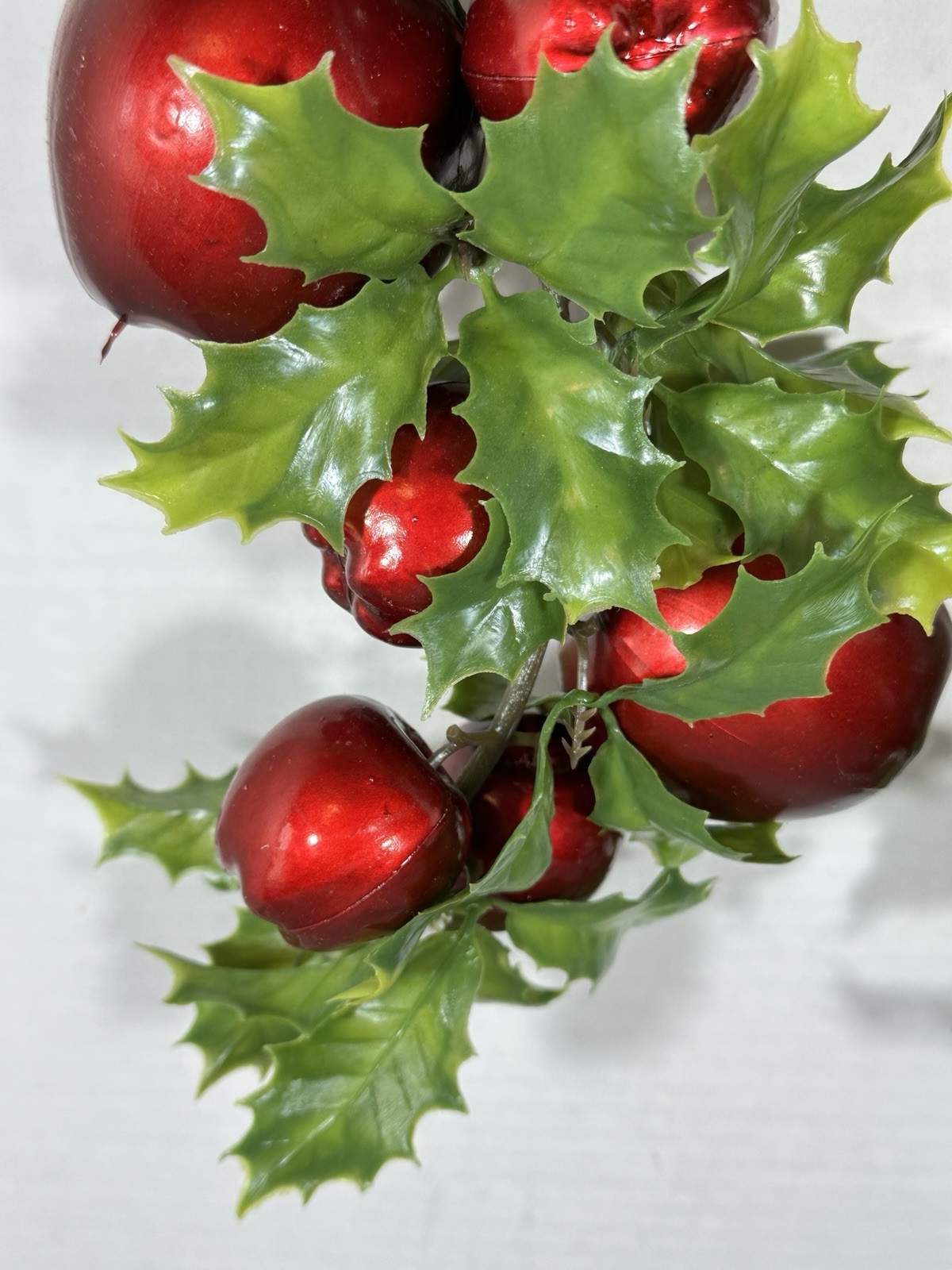 Lot of 2 Vintage Artificial Christmas Foliage Swag Apples & Holly 21″ Long NICE