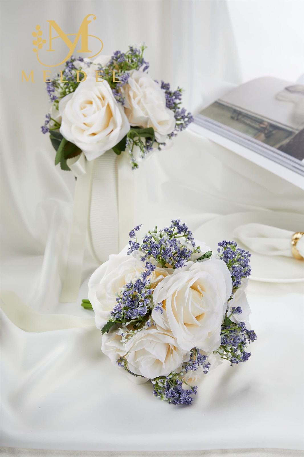 6.5 Inch Ivory Bridesmaid Bouquets For Wedding Set Of 6 Wedding Bouquets For Bri