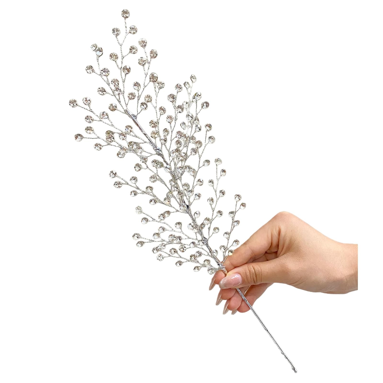 White Crystal Picks Sparkling Glitter Berry Stem Ornaments Festive Christmas …