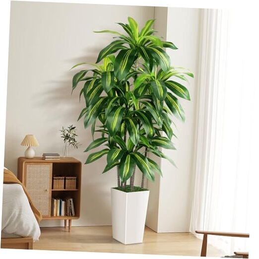 Artificial Dracaena Tree Indoor, 5FT Tall Fake Tree with Tall 5ft White
