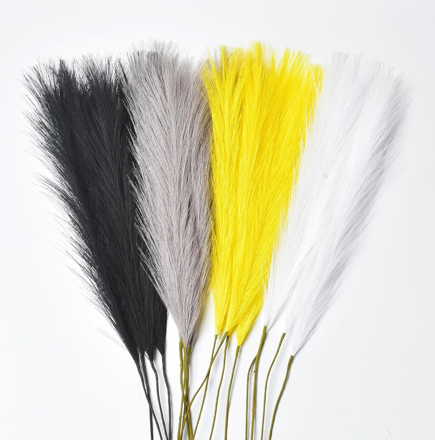 Yellow Pampas Grass Decor,23Inch 16Pcs Faux Pampas Grass Bouquets Artificial Pam