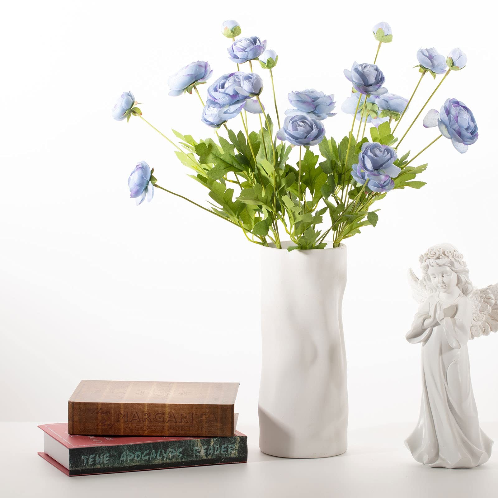 5 PCS Artificial Silk Flowers Ranunculus Fake Floral Blue Wedding Arrangement