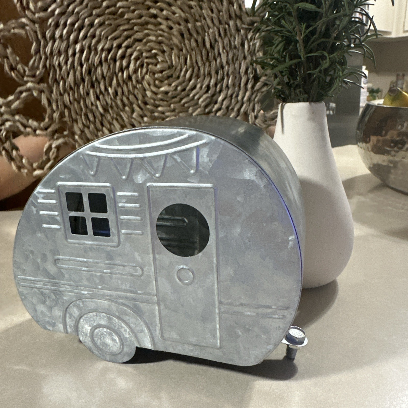 Metal Wagon ~ Galvanized Steel Vintage Camper Travel Trailer Decor