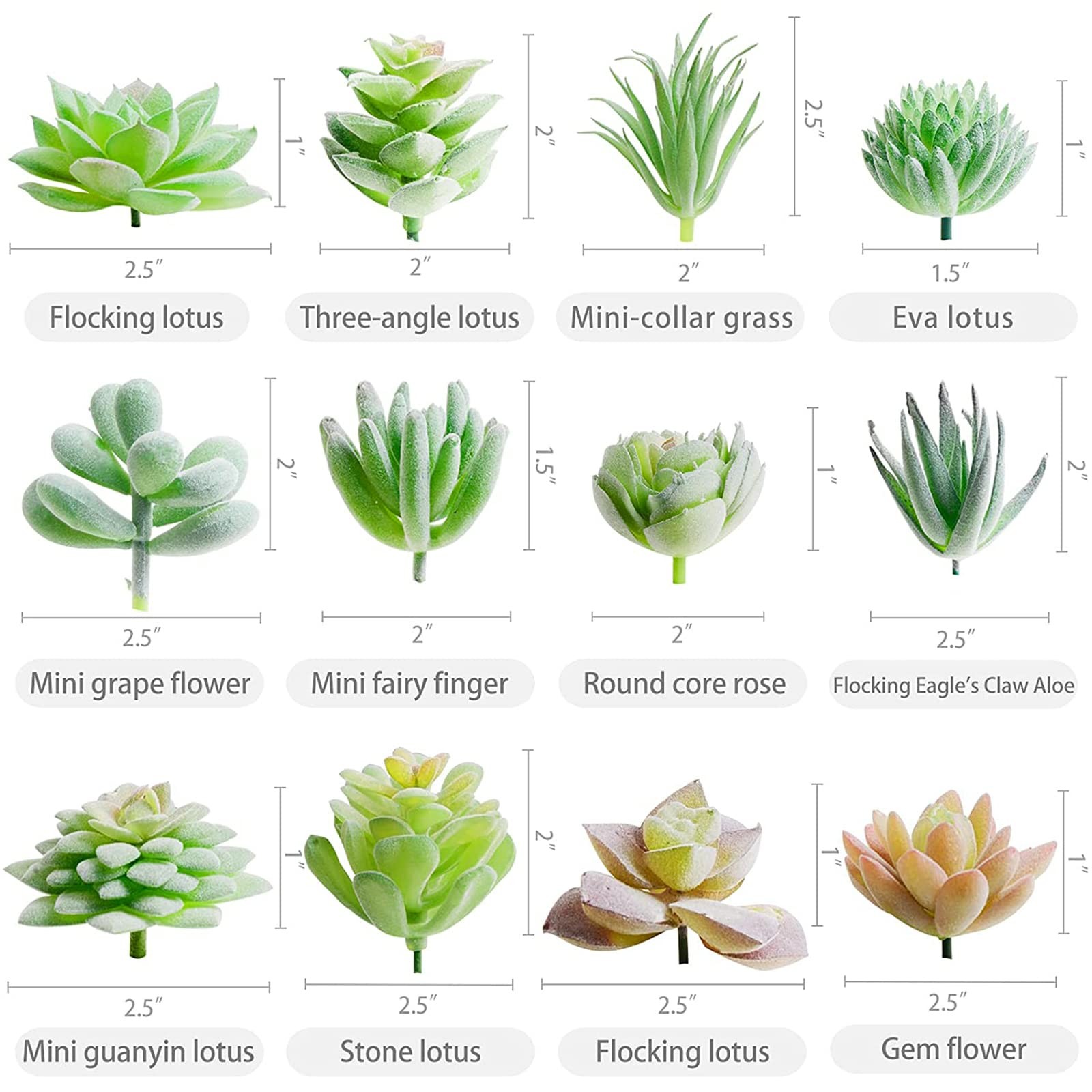 12 Pcs Artificial Succulents Mini Fake Plants Unpotted Faux Succulent for Cra…