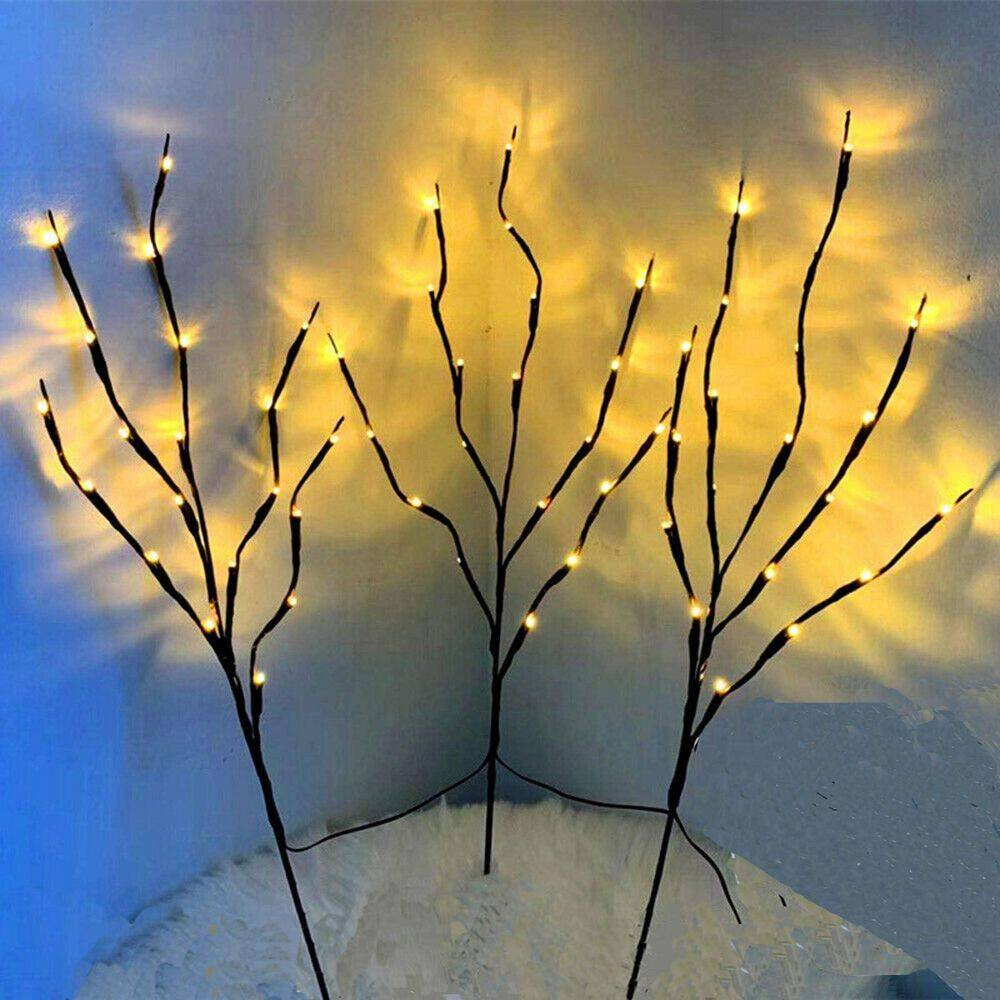 30 In. Brown Artificial Foliage Lighted Willow Branches Decorative Warm White LE