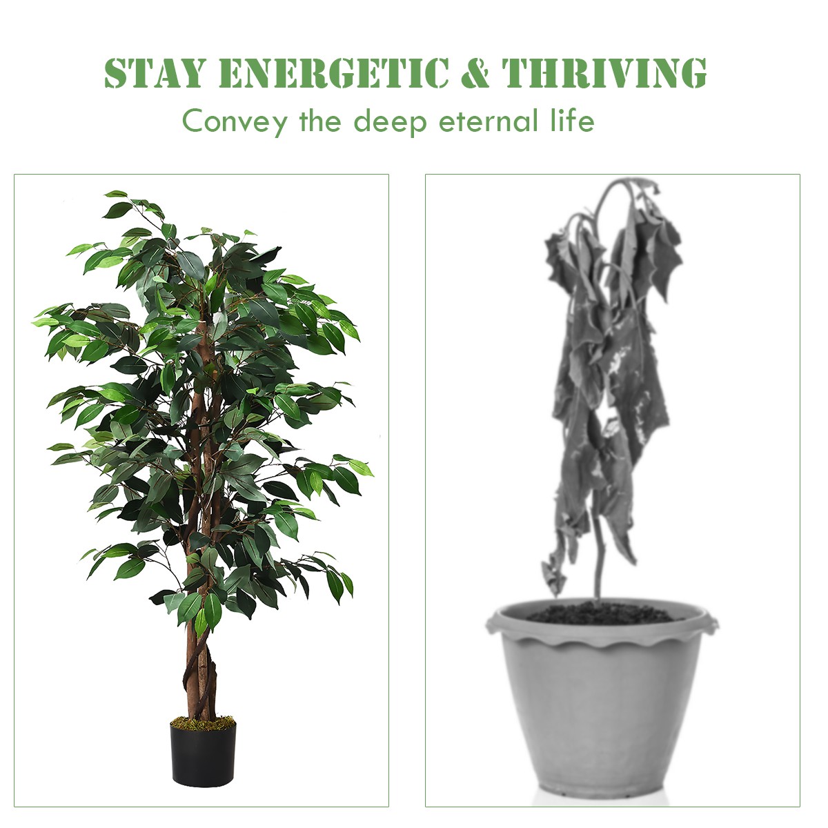4 Ft Artificial Ficus Silk Tree Green Ideal for Indoor/Outdoor Home Decoration