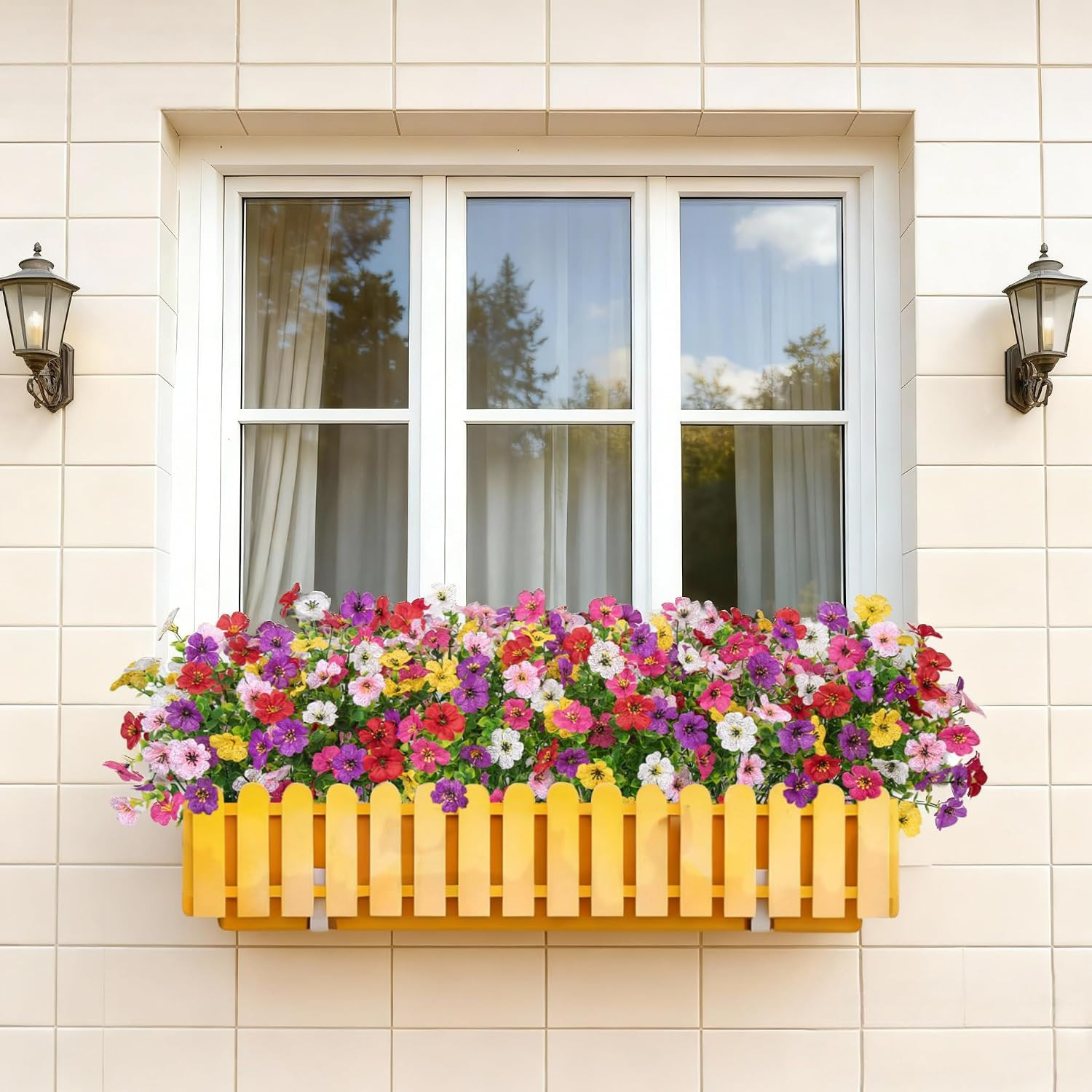 24 Bundles Artificial Flowers for Outdoors Fake Flowers, Mixed | UV Resistant, S