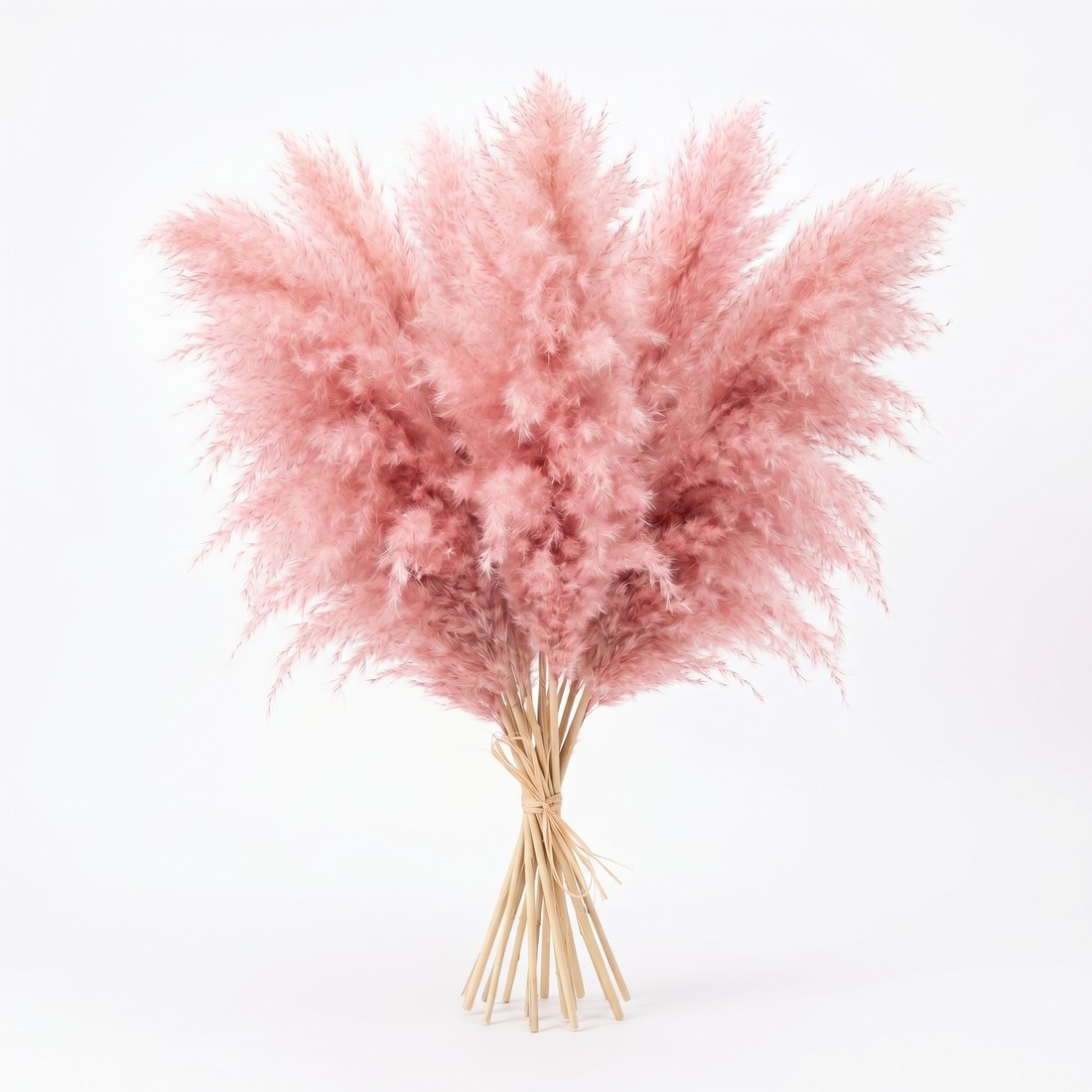 15 Stems Pink Pampas Grass 21″ Dried Floral Bouquet Boho Wedding Home Decor