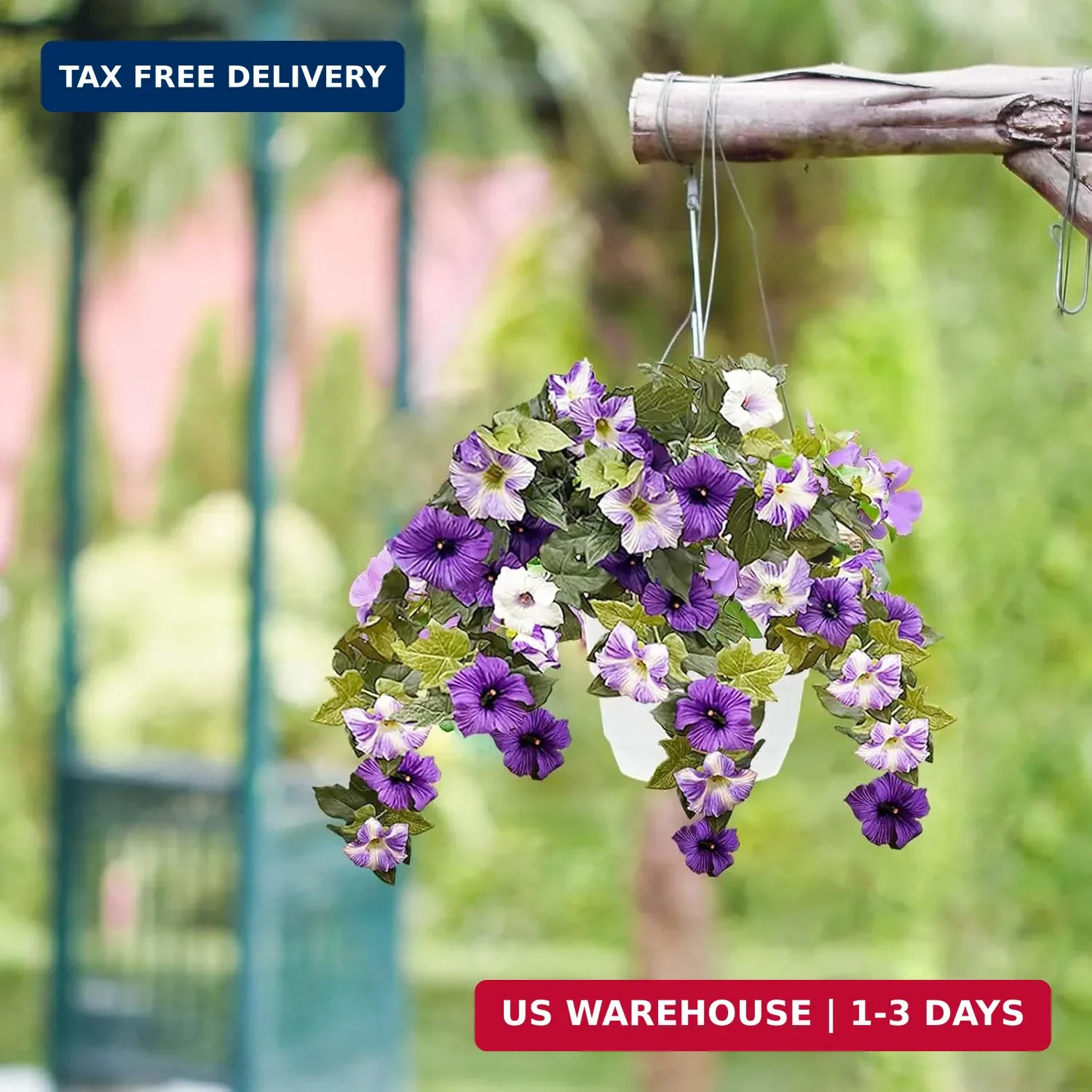 Vibrant 2-Pack Artificial Petunias with 24 Heads for Balcony and Garden Elegance