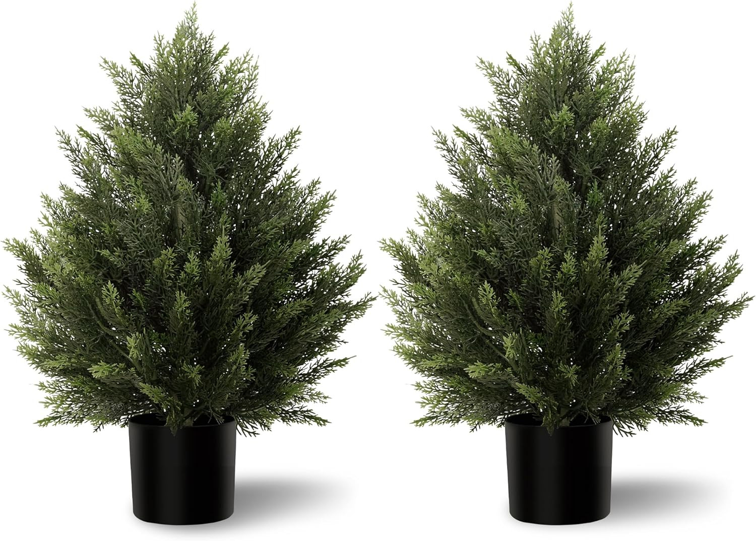 Artificial Topiary Cedar Trees 2FT Tall 2 Set, Outdoor Indoor Faux Pine Shrubs P
