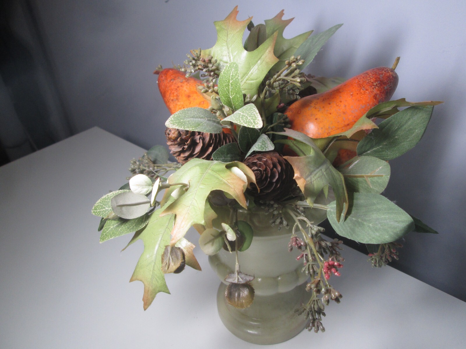 Fruit Topiary Arrangement In Urn Pedestal Planter Bought @ Bombay Company – 12″H
