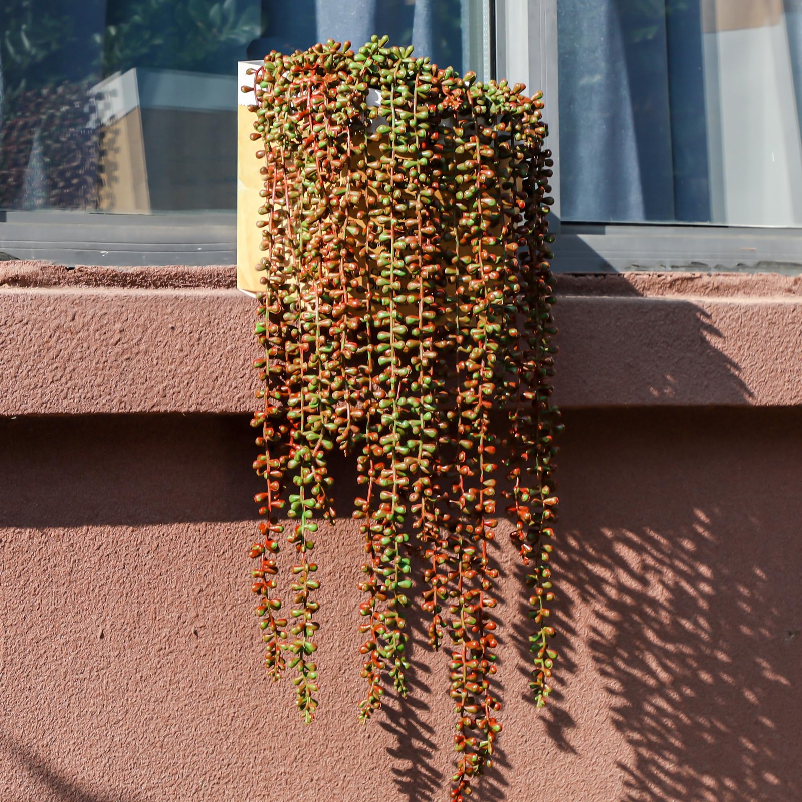 3PCS Orange Artificial Succulents Hanging Plants,27.5 Inch Fake String of Pea…