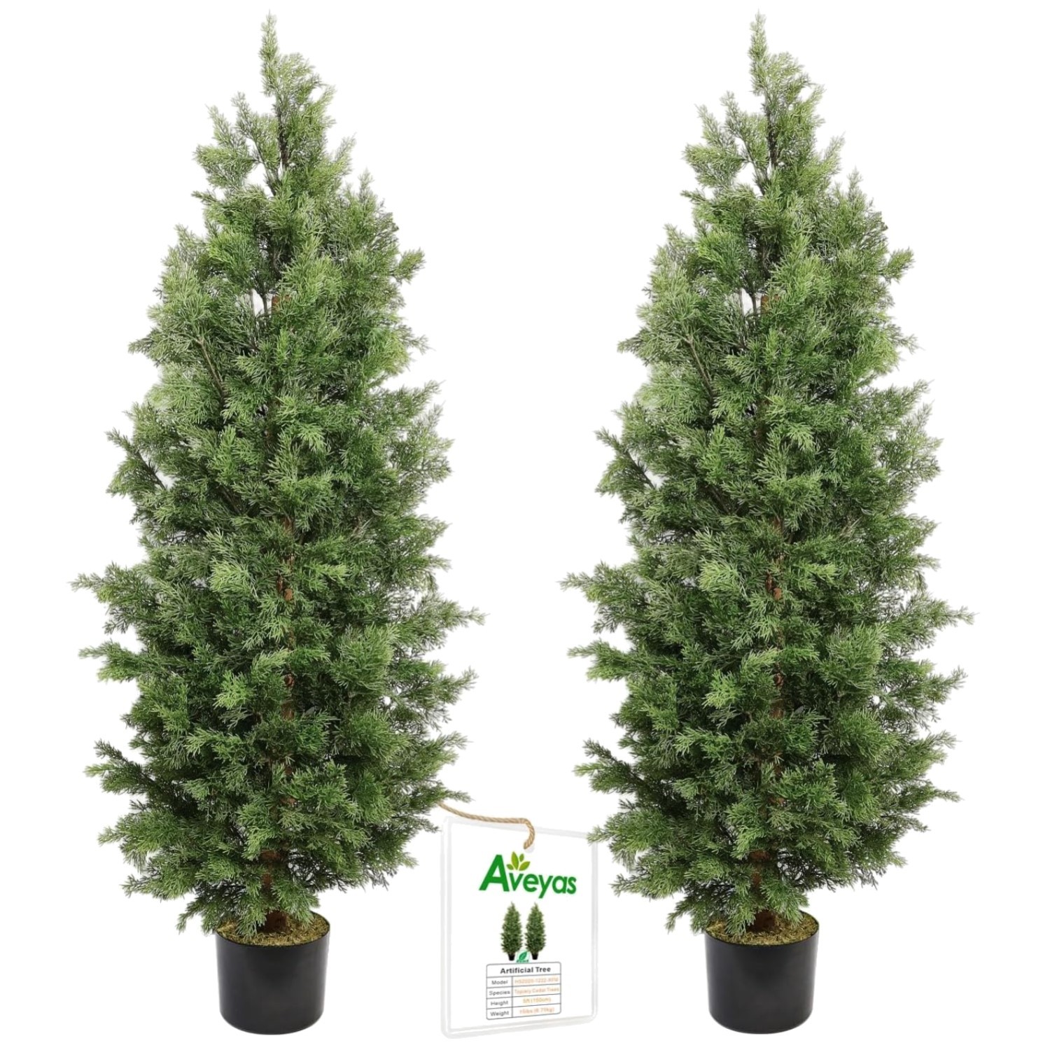 Decorative Faux Pine Trees – 5ft Tall, Set of 2