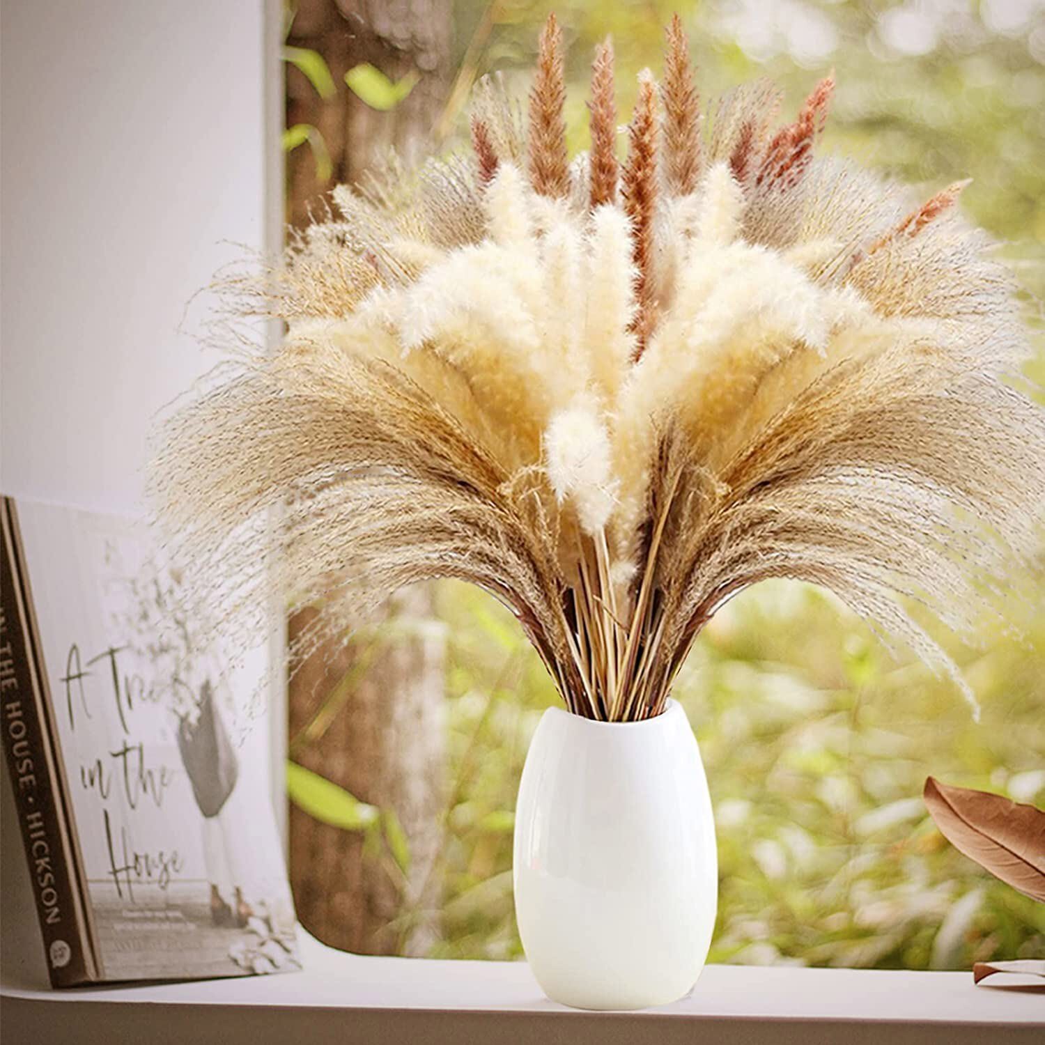 Natural Dried Plants Flower Bouquet Pampas Grass Reeds for DIY Boho Decor Home