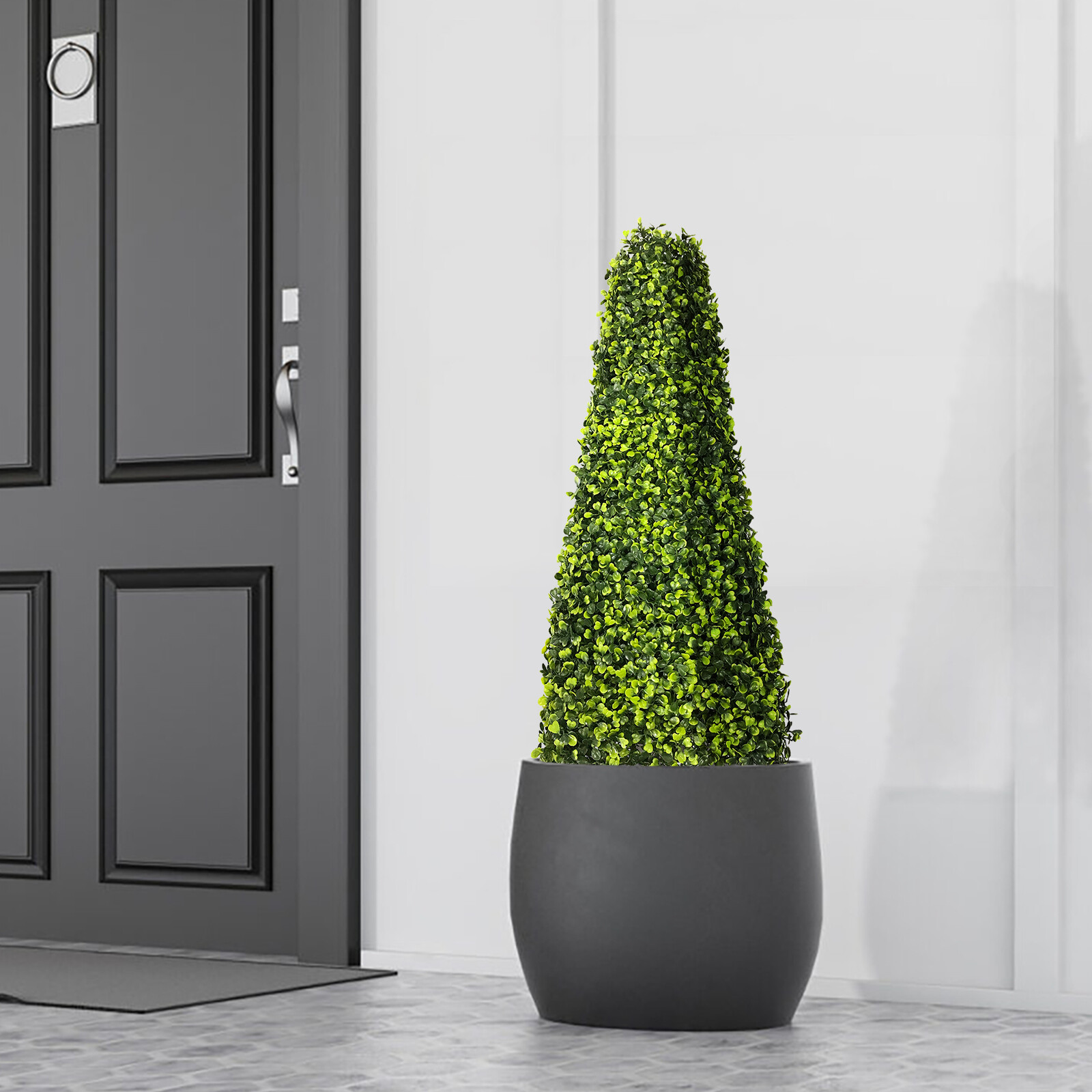 25.6” Artificial Topiary Tree Faux Boxwood Tower Home Garden In/Outdoor Decor