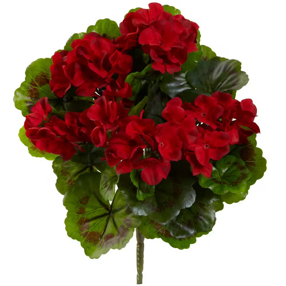 UV Resistant Indoor/Outdoor Geranium Artificial Bush (Set of 4)