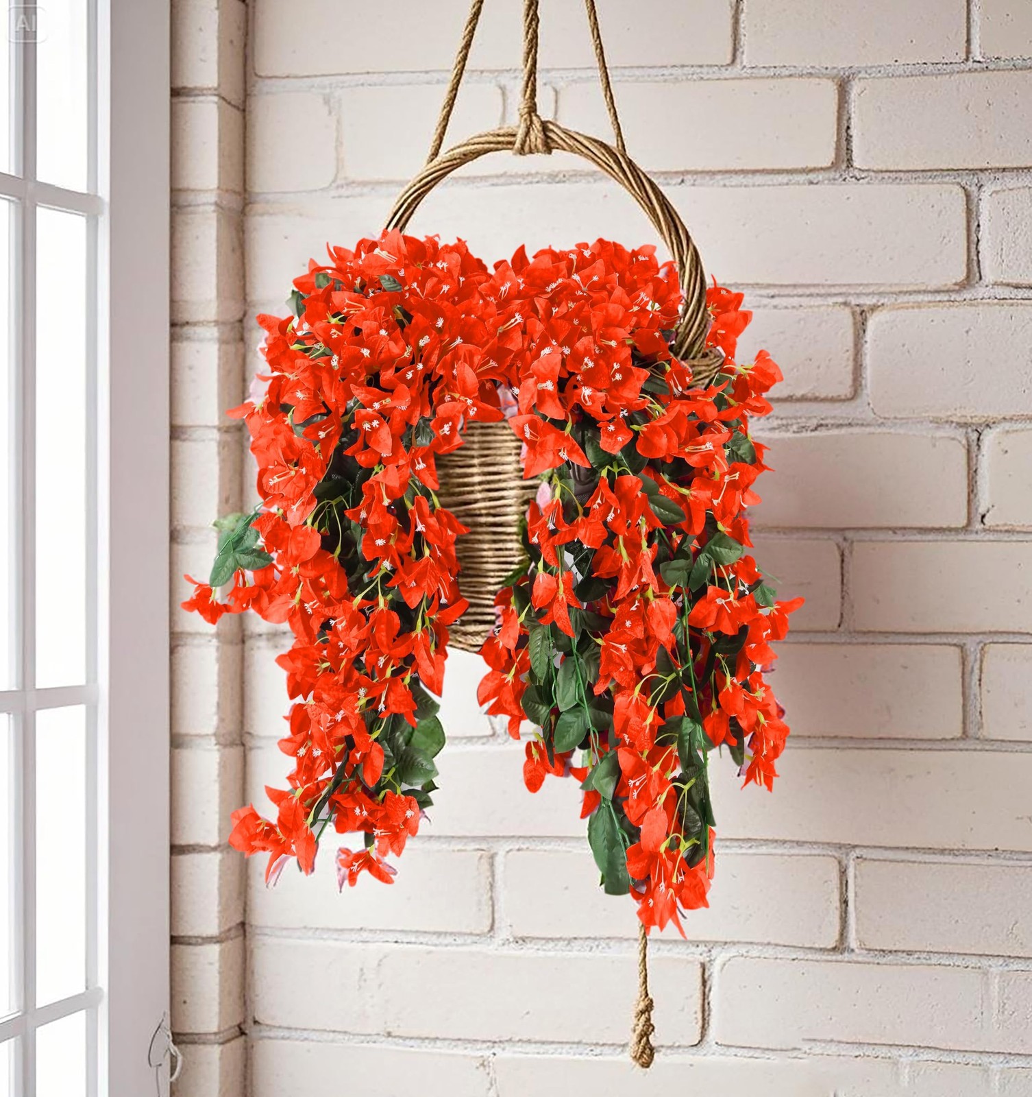 Bougainvillea Artificial Flowers Outdoor Decor – 2PCS Faux Silk Vines, UV Res…