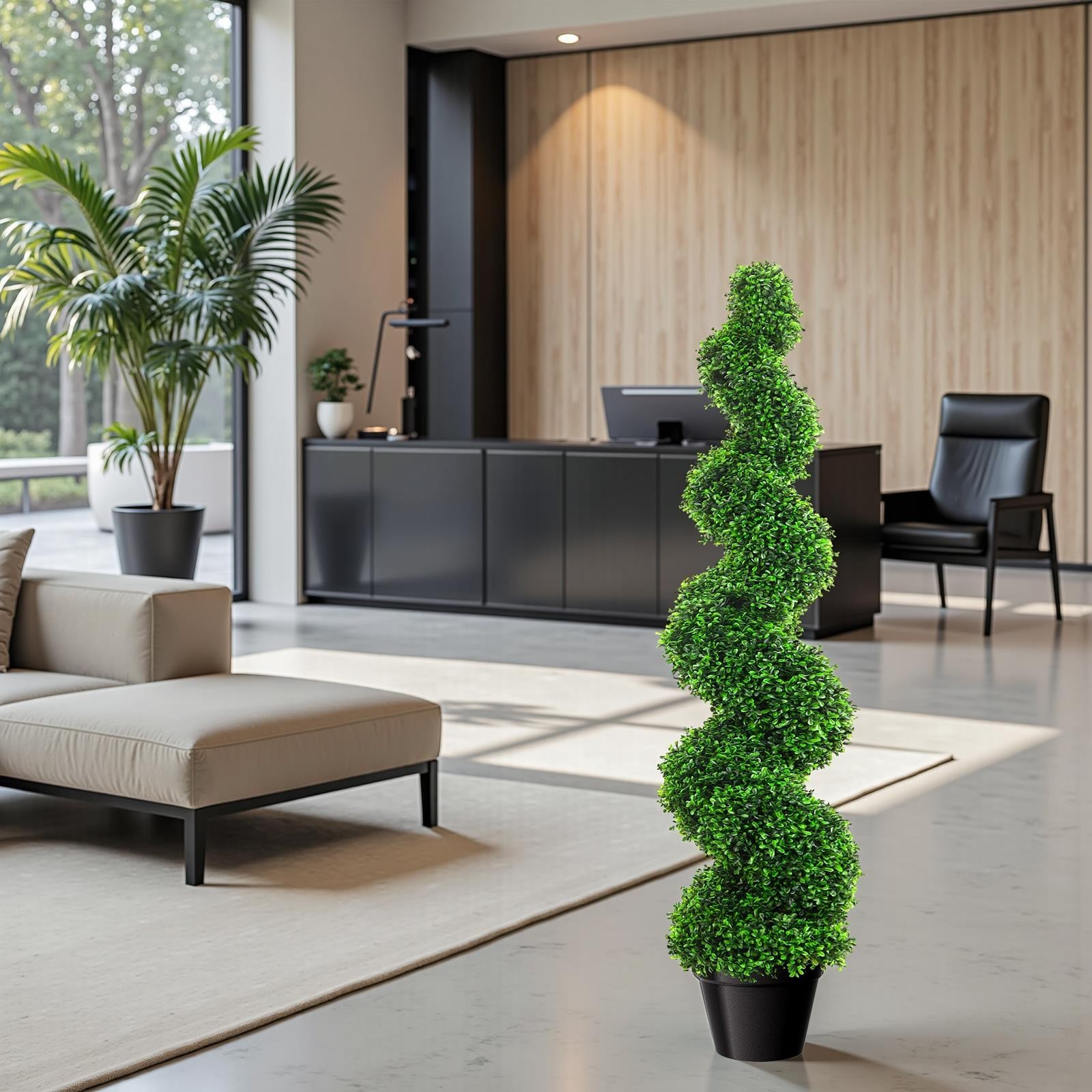 47’ Artificial Boxwood 2 Pack Spiral Topiary Tree UV Home Decor Green In/Outdoor