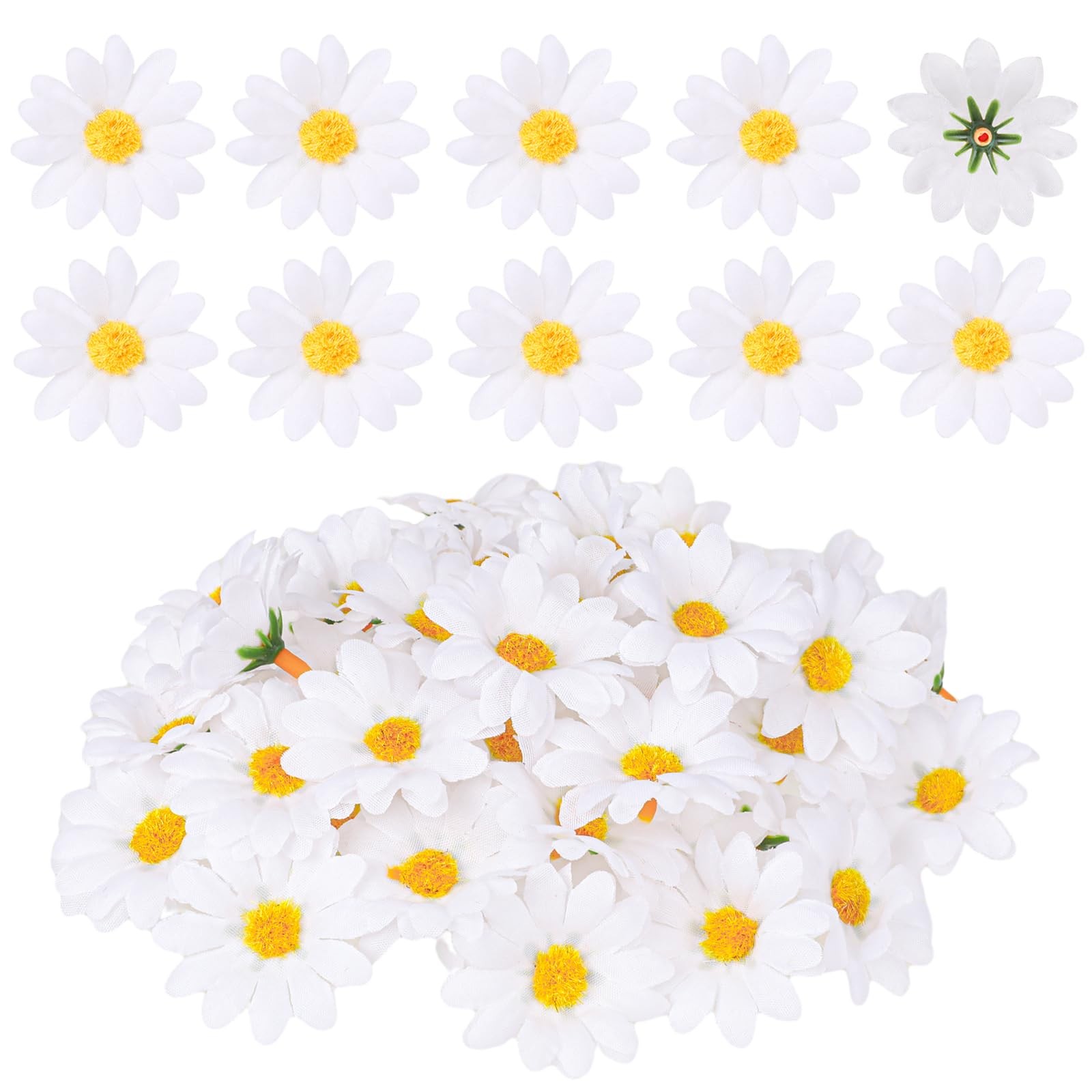 100Pcs Fabric Daisy Flower Head, 1.5 Inch Artificial Gerbera Daisy Artificial…