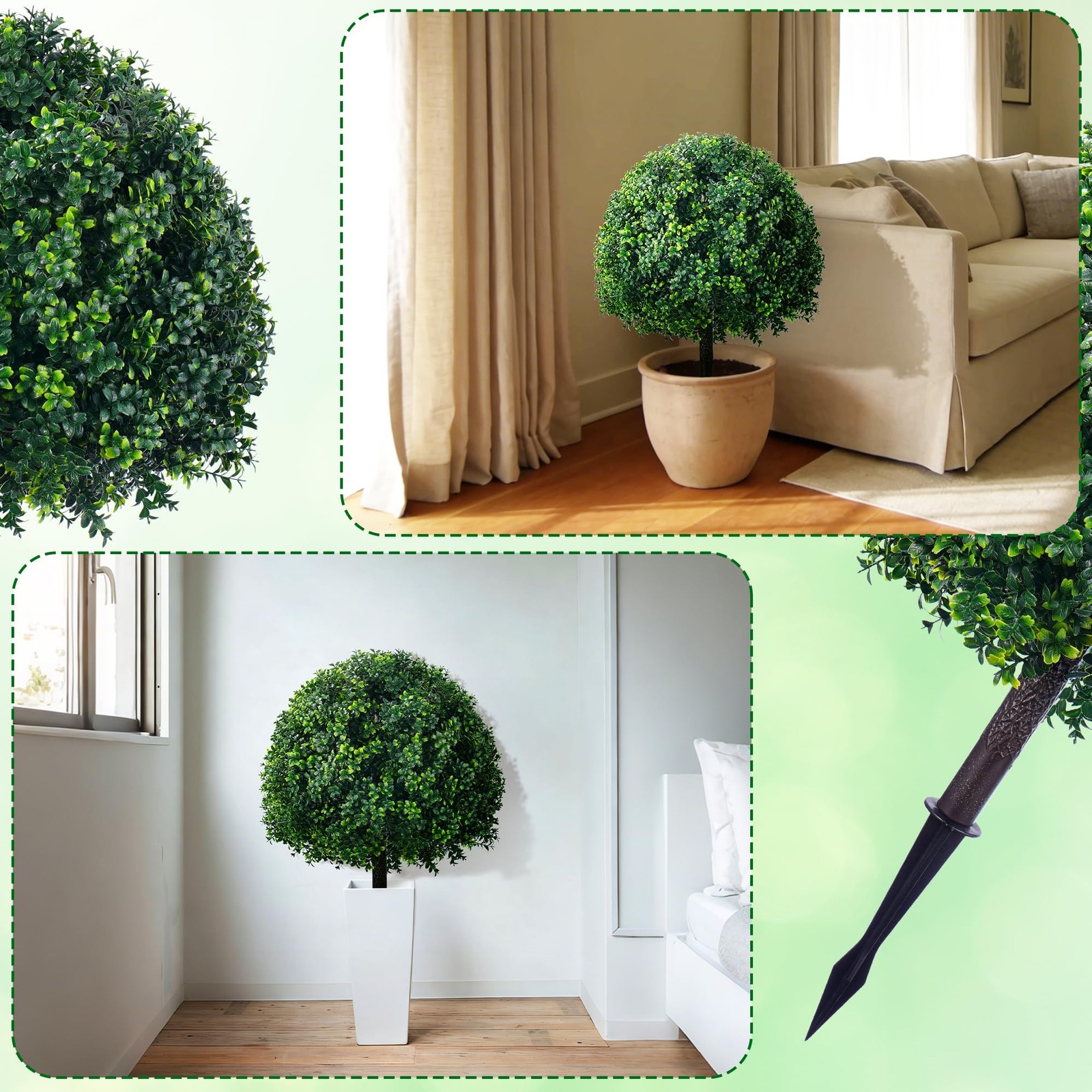 27.6″ UV Resistant Artificial Boxwood Topiary Tree – 2 Set for Home & Garden