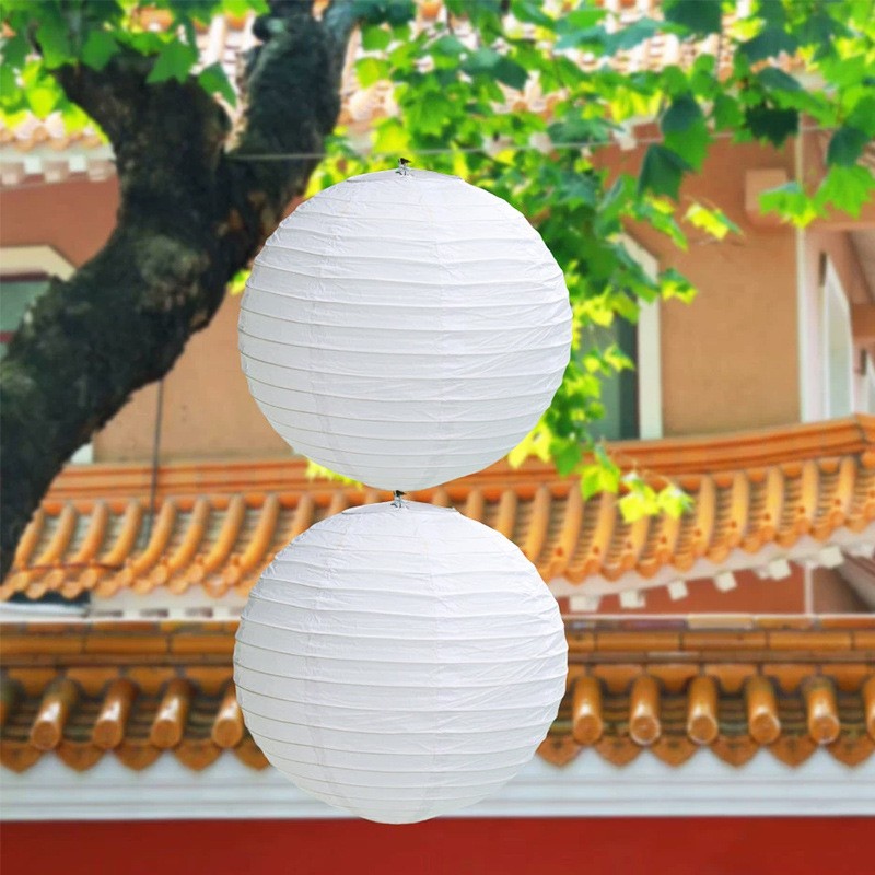 2Pcs/Set White Chinese Paper Lantern Papier Lampion Boule Wedding Hanging Decor