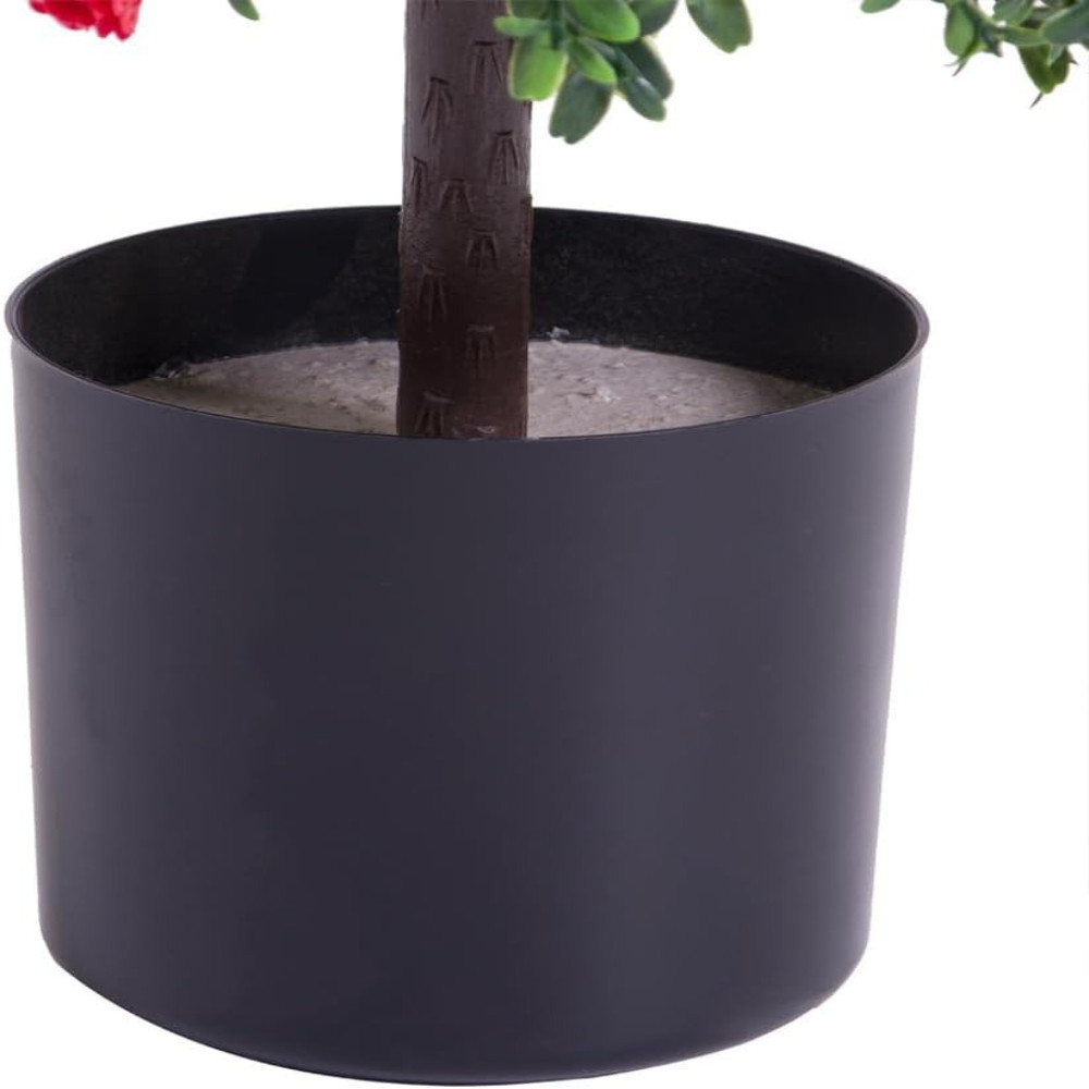 2 Pack 21.65″ Faux Rose Topiary Ball in Pot UV Resistant PE for Indoor Outdoor