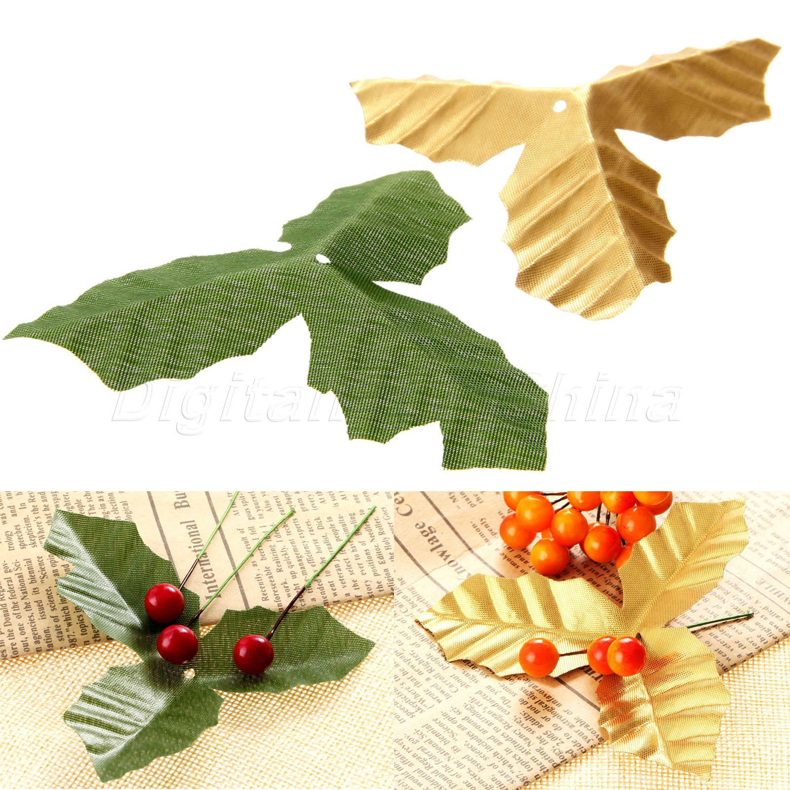 50pcs Silk Artifical Flower Leaves Bouquet Garland Wreath Cap Garden DIY Craft
