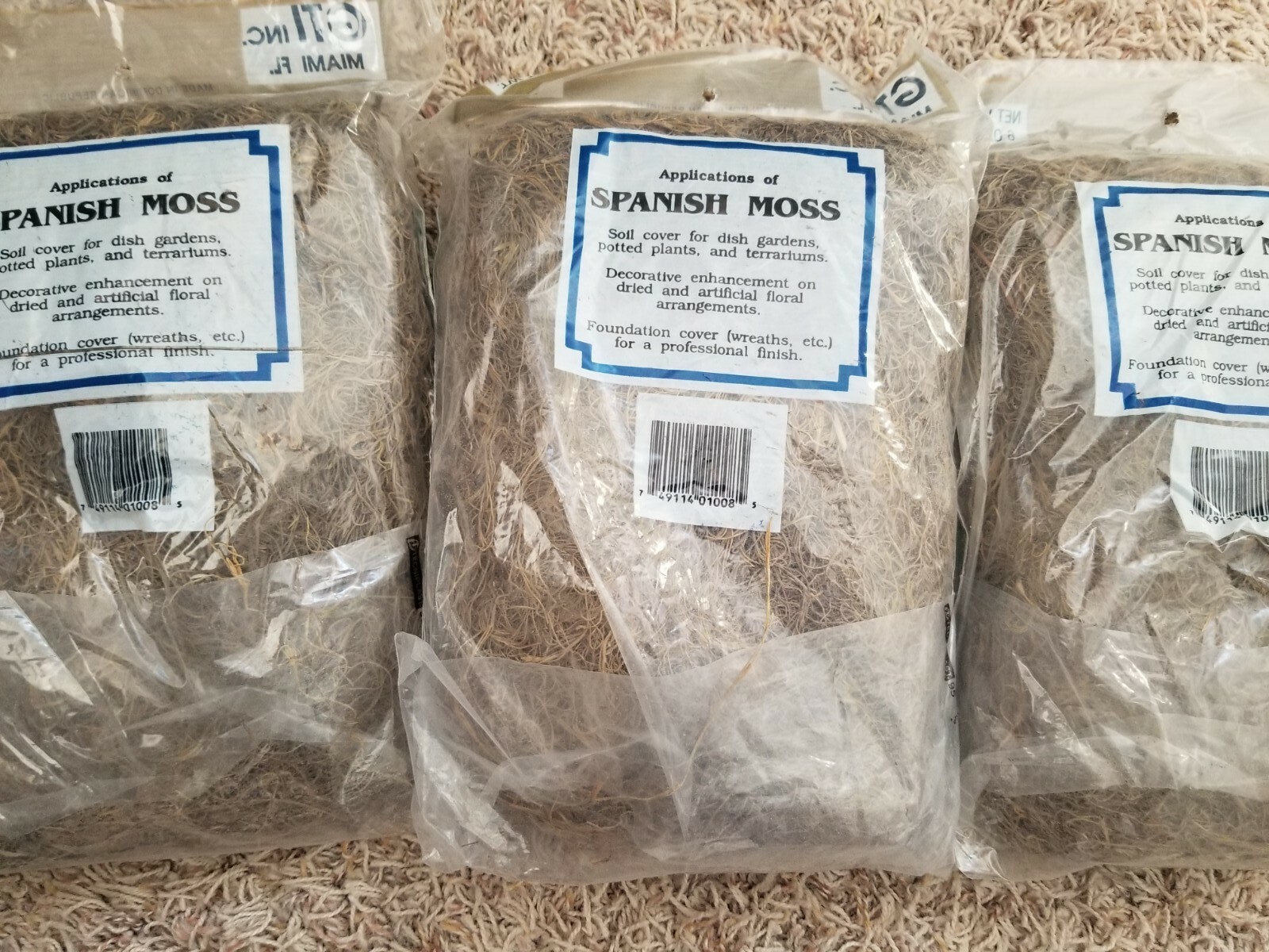 3 – 6 Oz. Bags Natural Spanish Moss Brown Potted Plants Terrariums Crafts Decor