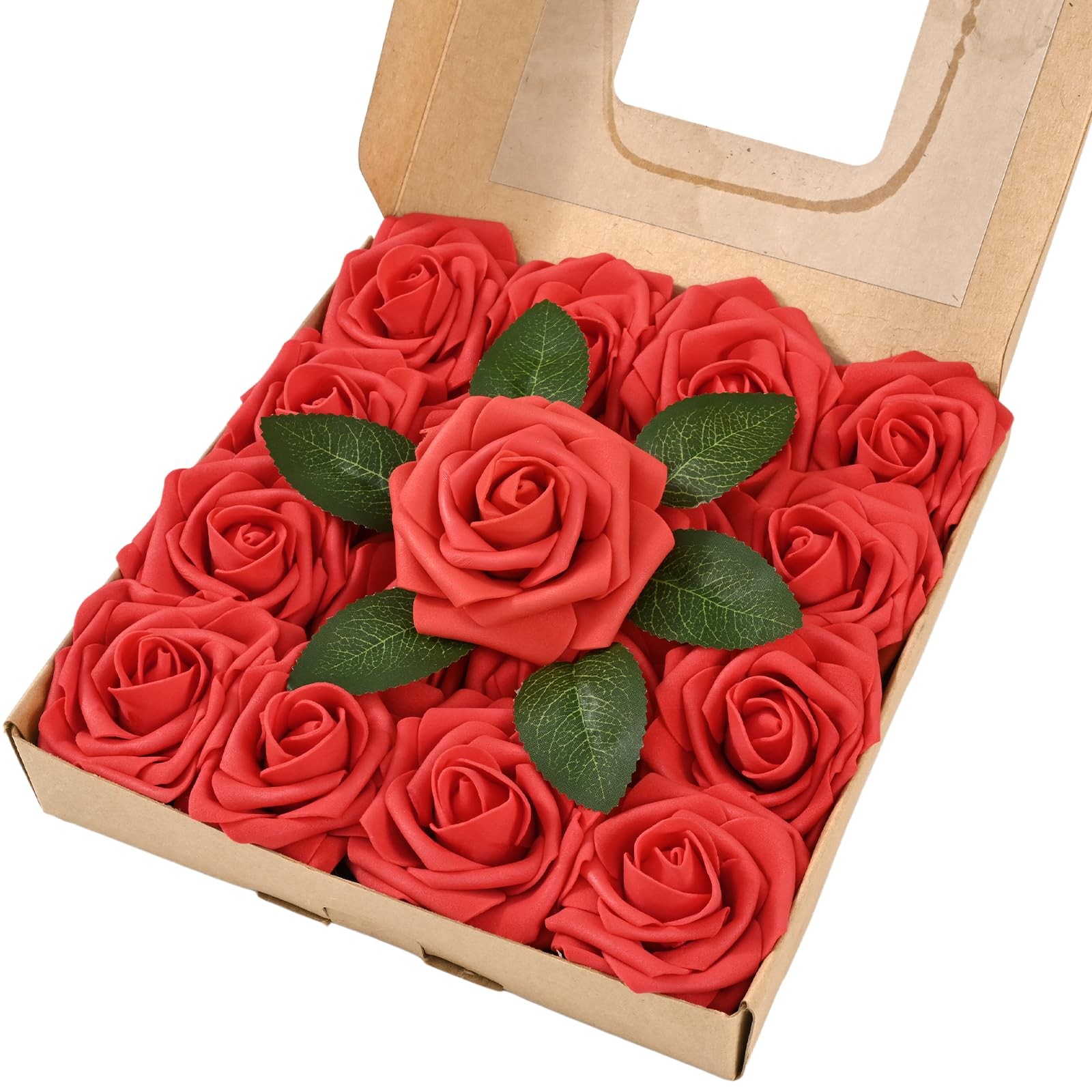 16 Pcs Foam Fake Roses with Stems, Artificial Flowers for Wedding