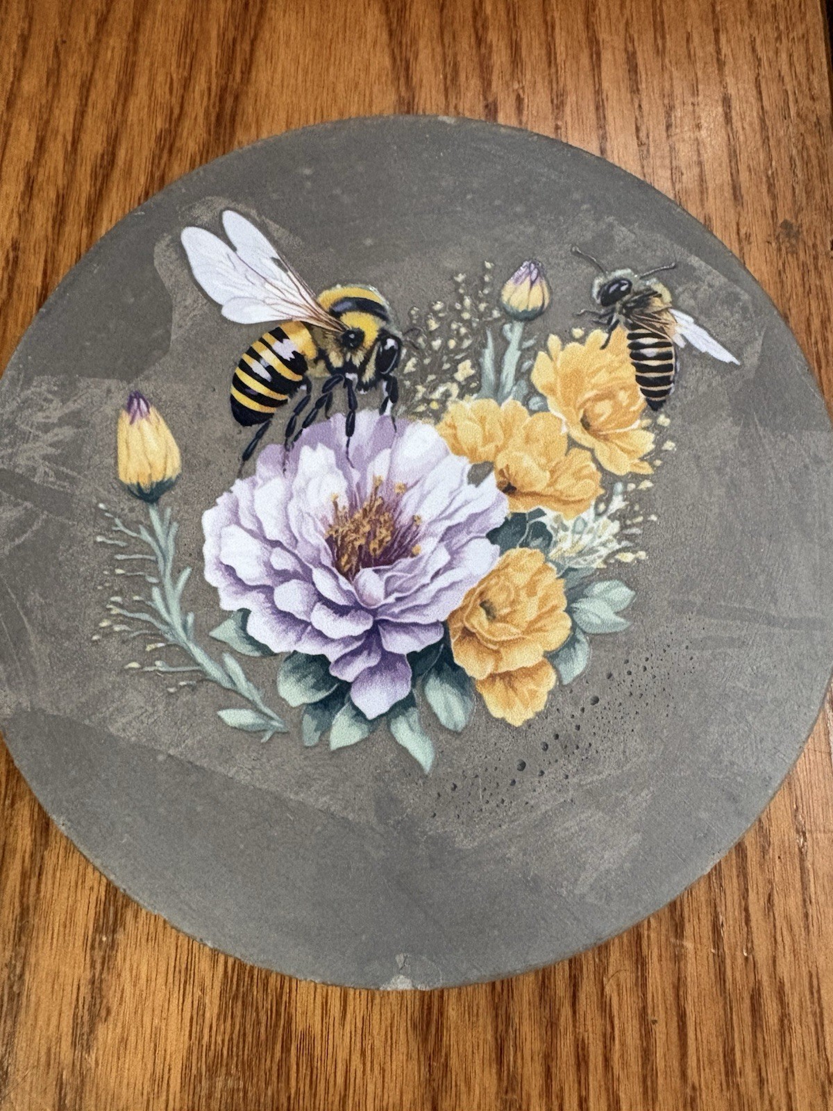 Flower Bee Decor On Slate Small