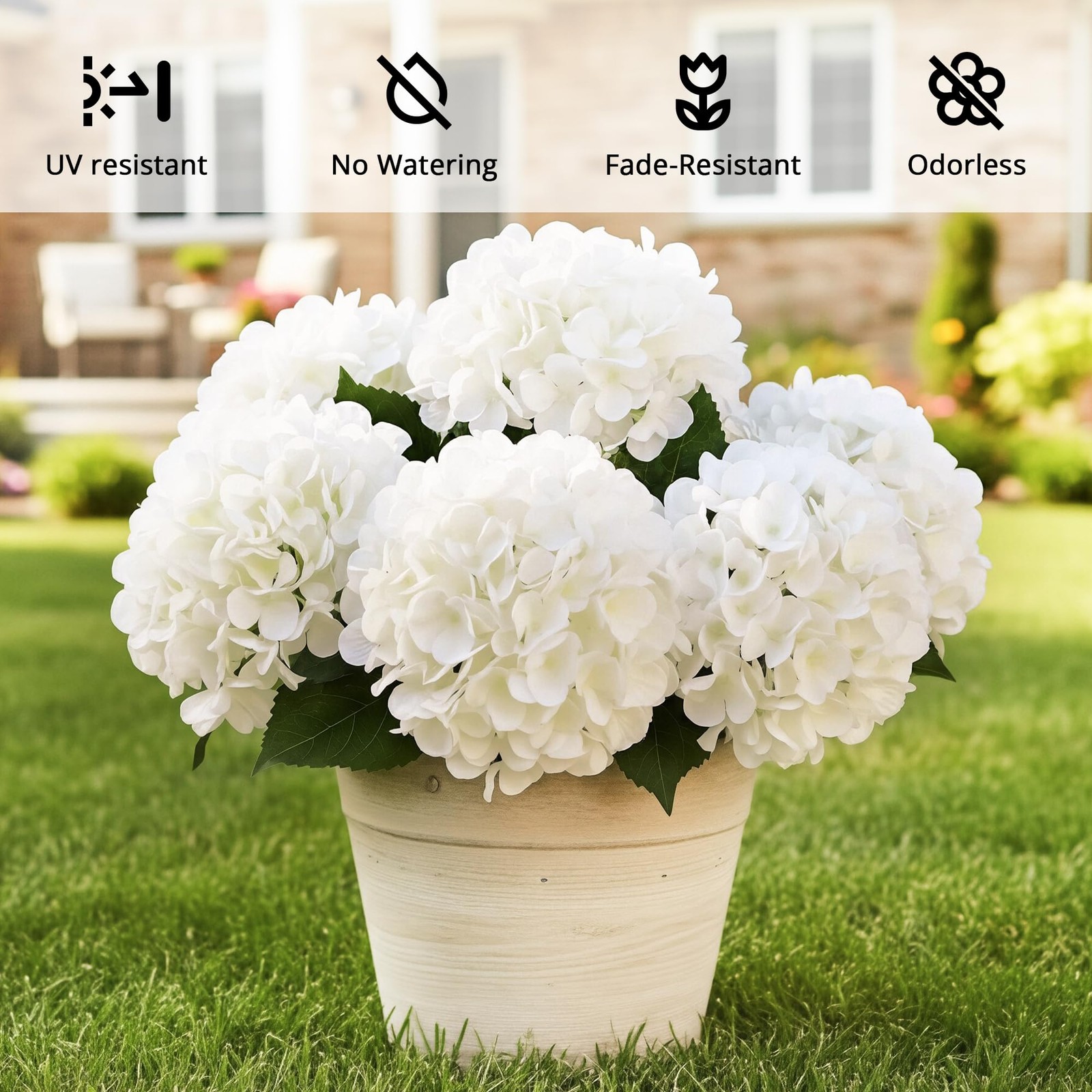 6 Bundles Hydrangea Artificial Flowers for Outdoors and Indoor, Bulk 30 Heads