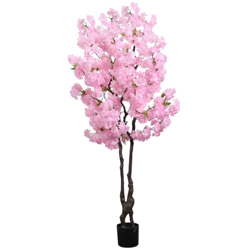 Faux Cherry Blossoms Tree Pink 6FT Artificial Cherry Blossom 5ft 7in Pink-ap26