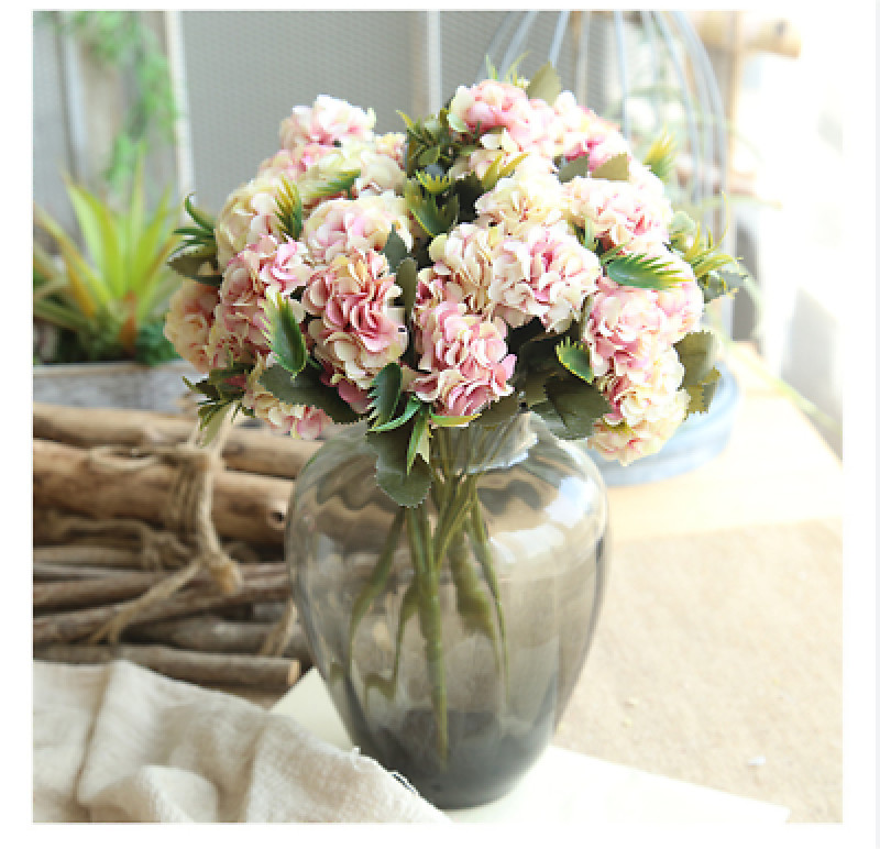 Artificial Hydrangea Flowers 10 Heads Silk Bouquet for Home Wedding Decor