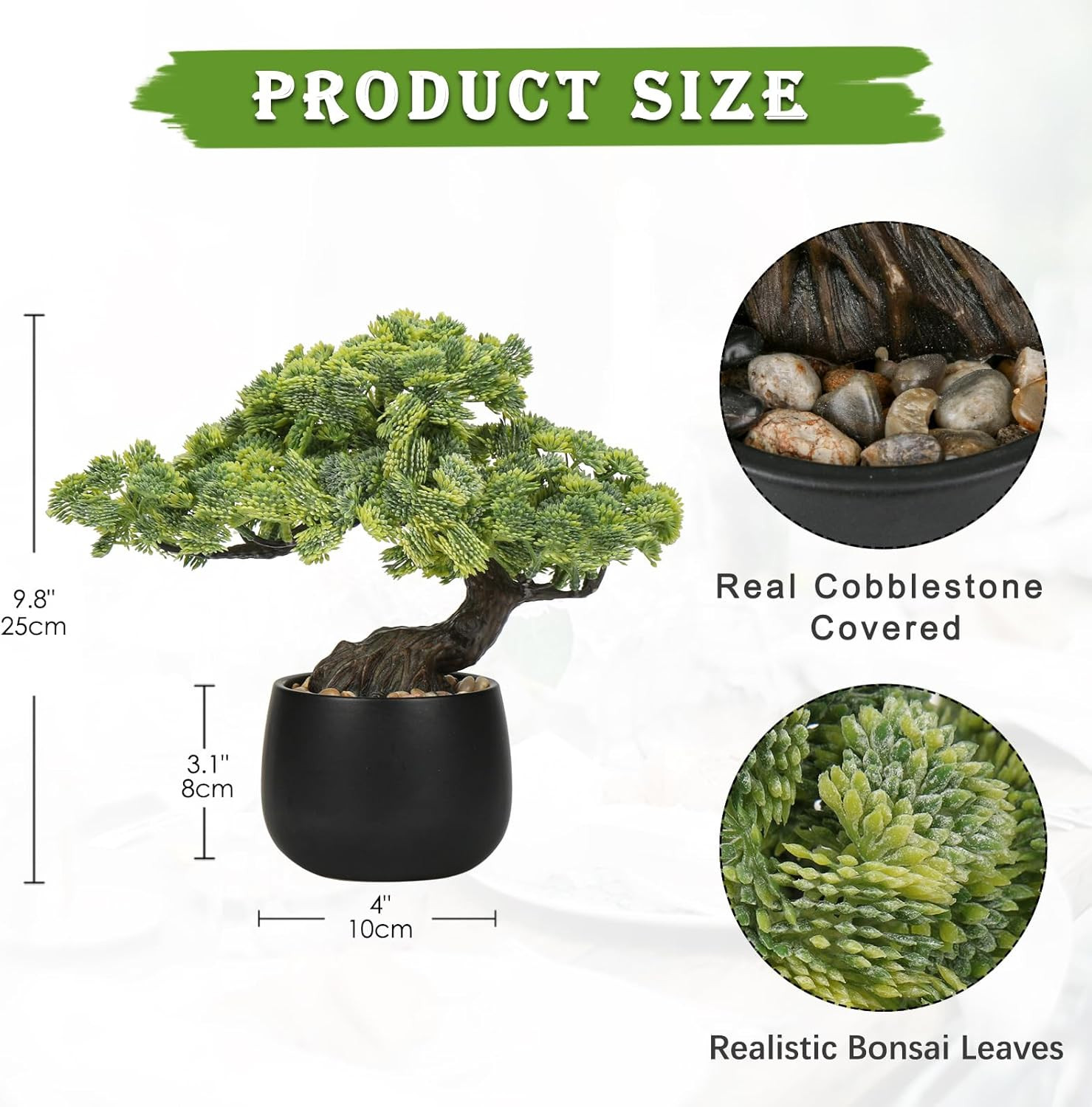 Artificial Bonsai Tree Juniper Faux Plants Indoor Fake Plants Decor with Black C
