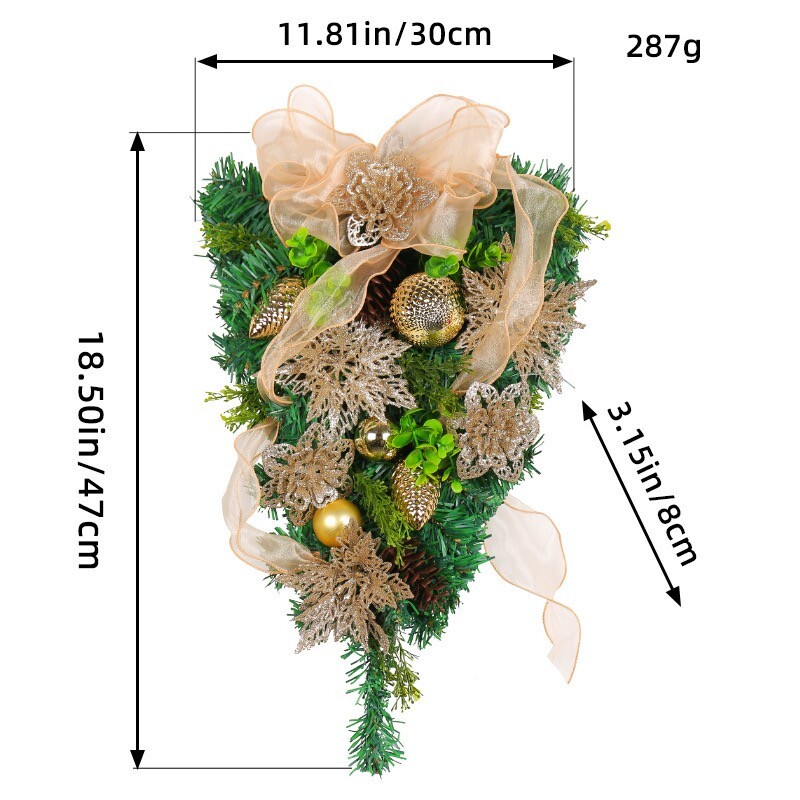 Artificial Festive Seasonal Holiday Wreath for Front Door or Porch