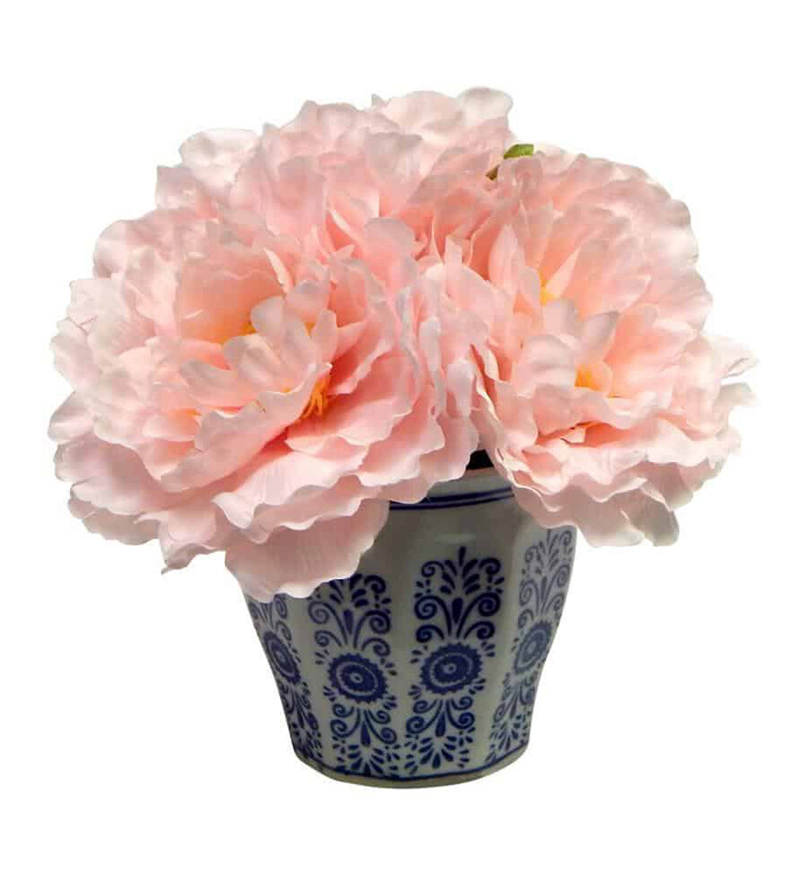 Peony, Blue/White Pot, Pink – 7″