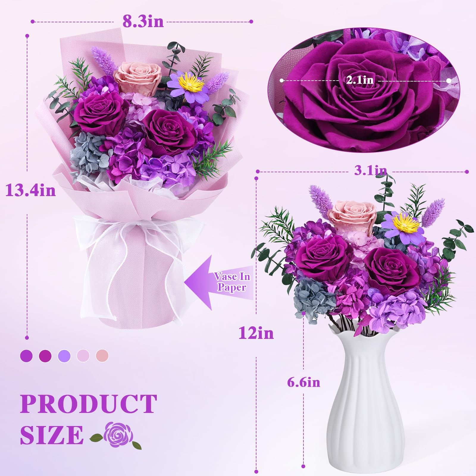 Preserved Flowers, Purple Fresh Bouquet with Gift Box, Flowers for Delivery, …